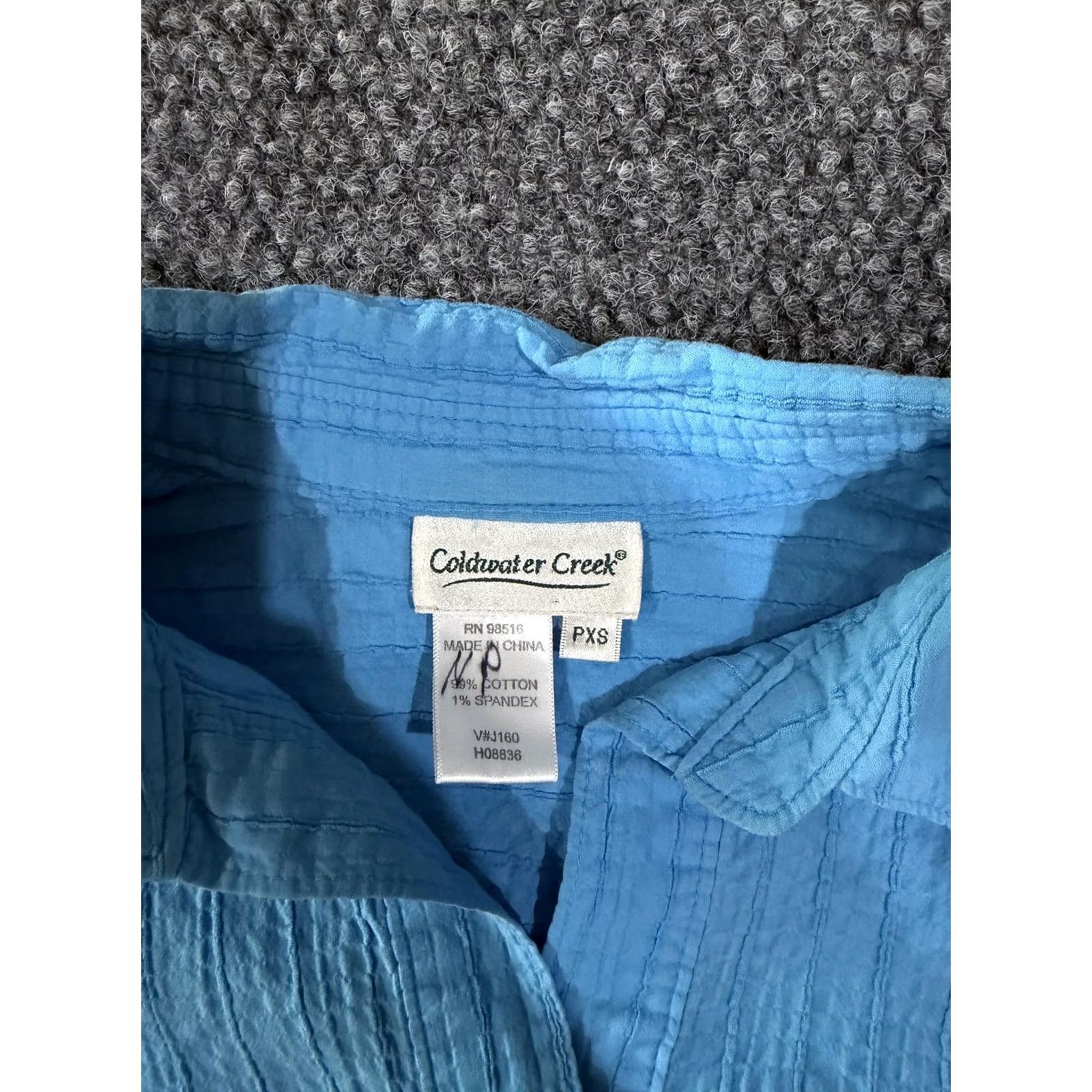 Coldwater Creek Coldwater Creek Shirt PXS Womens Blue Solid Stretch 3/4 Sleeve Button Front Top Size XS / US 0-2 / IT 36-38 - 3 Thumbnail