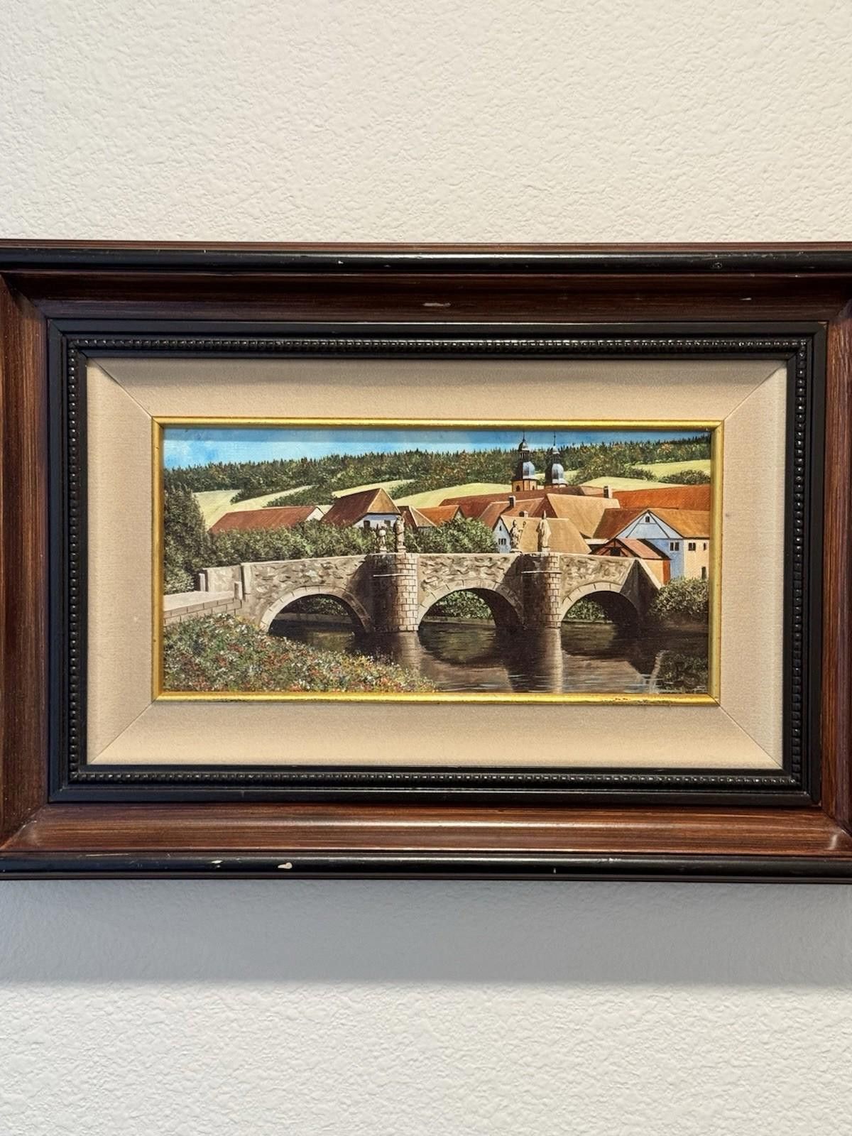 Designer Eugene Schmidt Original Bridge Over the Landscape Santa COA Size ONE SIZE - 3 Thumbnail