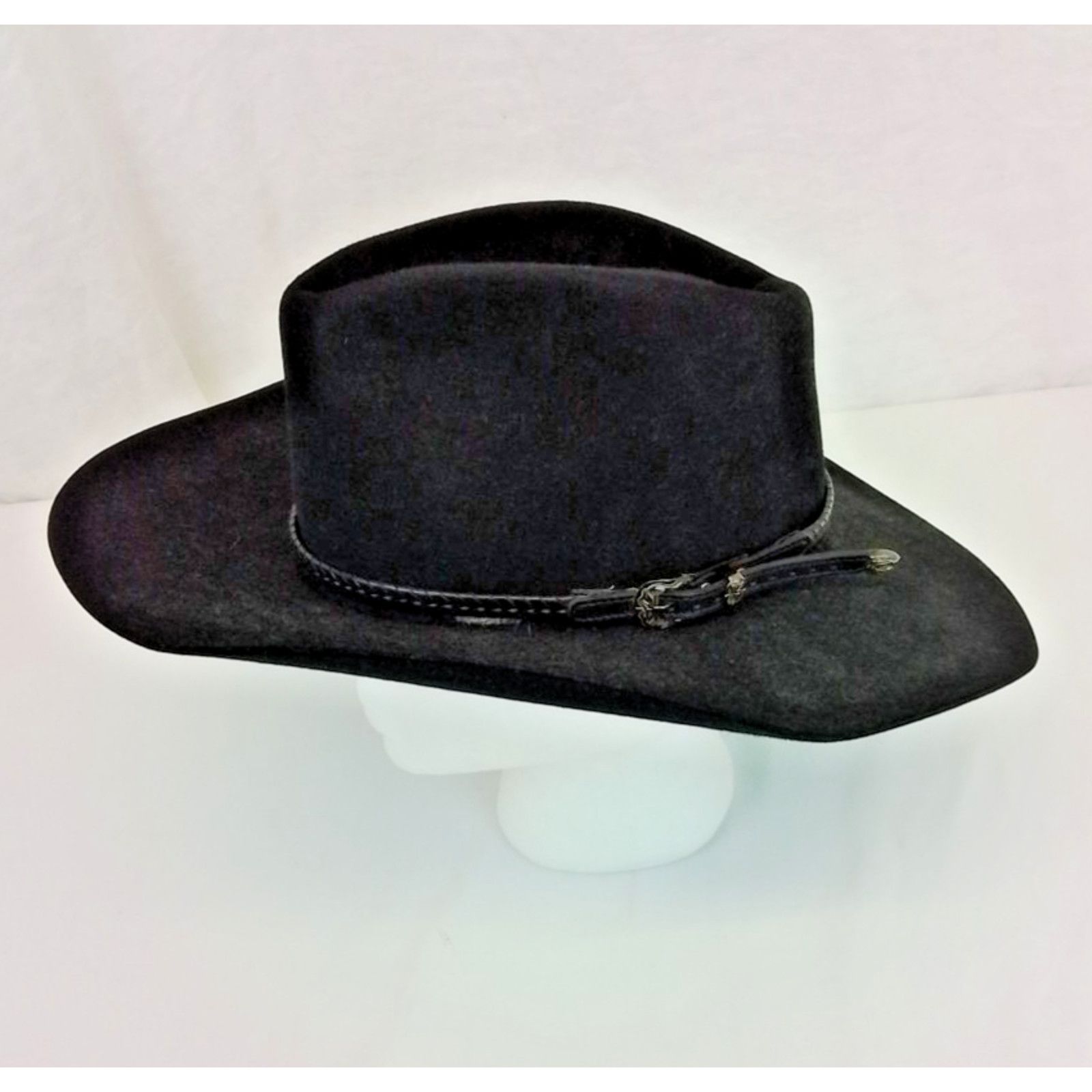 Stetson Stetson Wide Brim Hat 6 3/4 Black Felt Cowboy Hat Western Size ONE SIZE - 4 Thumbnail