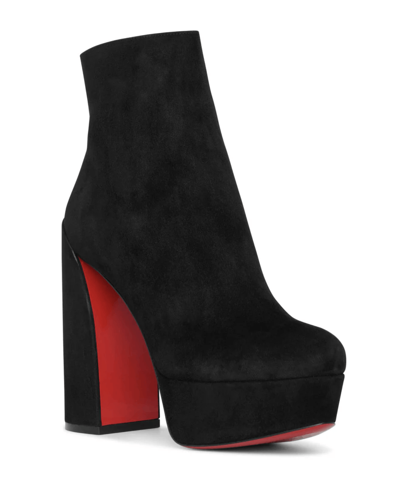Christian Louboutin Movida Booty 130 Black Suede Platform Block Heel Bootie 37 Size US 7 / IT 37 - 7 Thumbnail