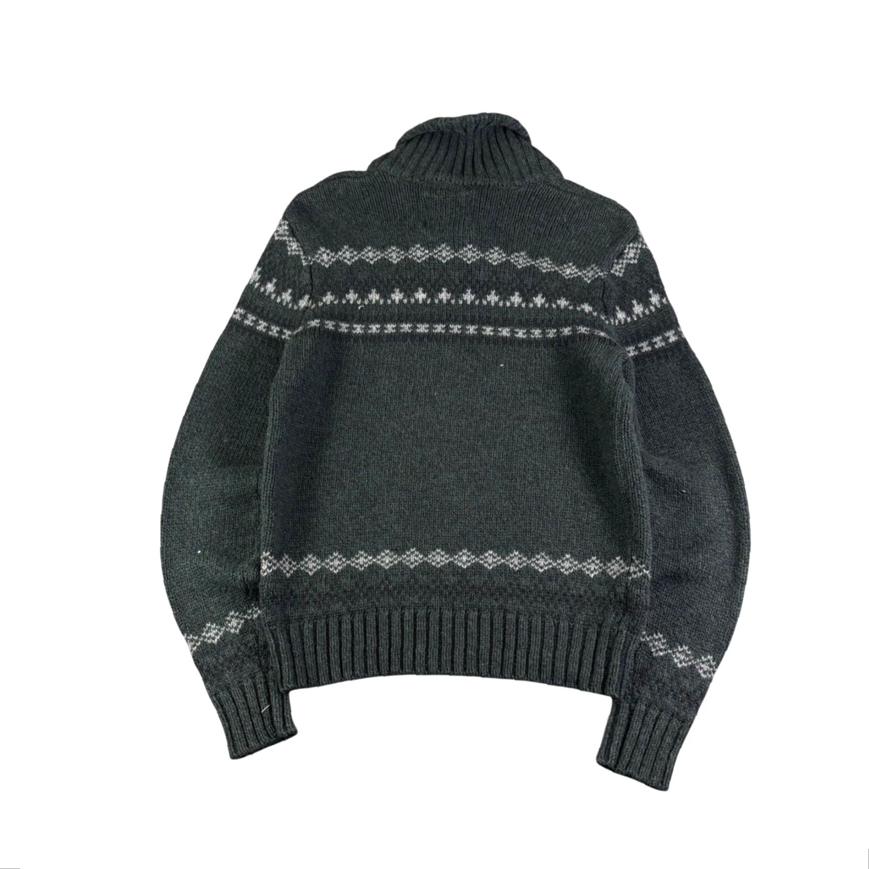 American Eagle Outfitters American Eagle Mens Small Green Fair Isle Shawl Collar Sweater Athletic Fit Size US S / EU 44-46 / 1 - 2 Thumbnail