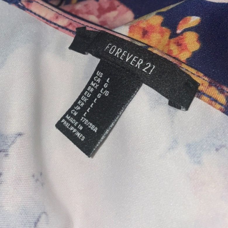 Forever 21 Forever 21 Classic Navy Floral Print Sleeveless Dress Size L / US 10 / IT 46 - 6 Thumbnail