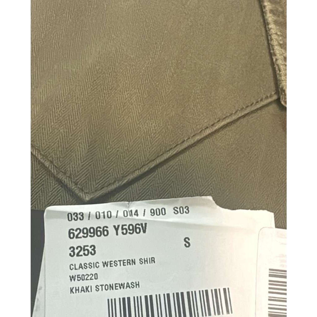 Saint Laurent Paris o1rshd1 Classic Western Shirt in Khaki Stonewash Size US S / EU 44-46 / 1 - 16 Thumbnail