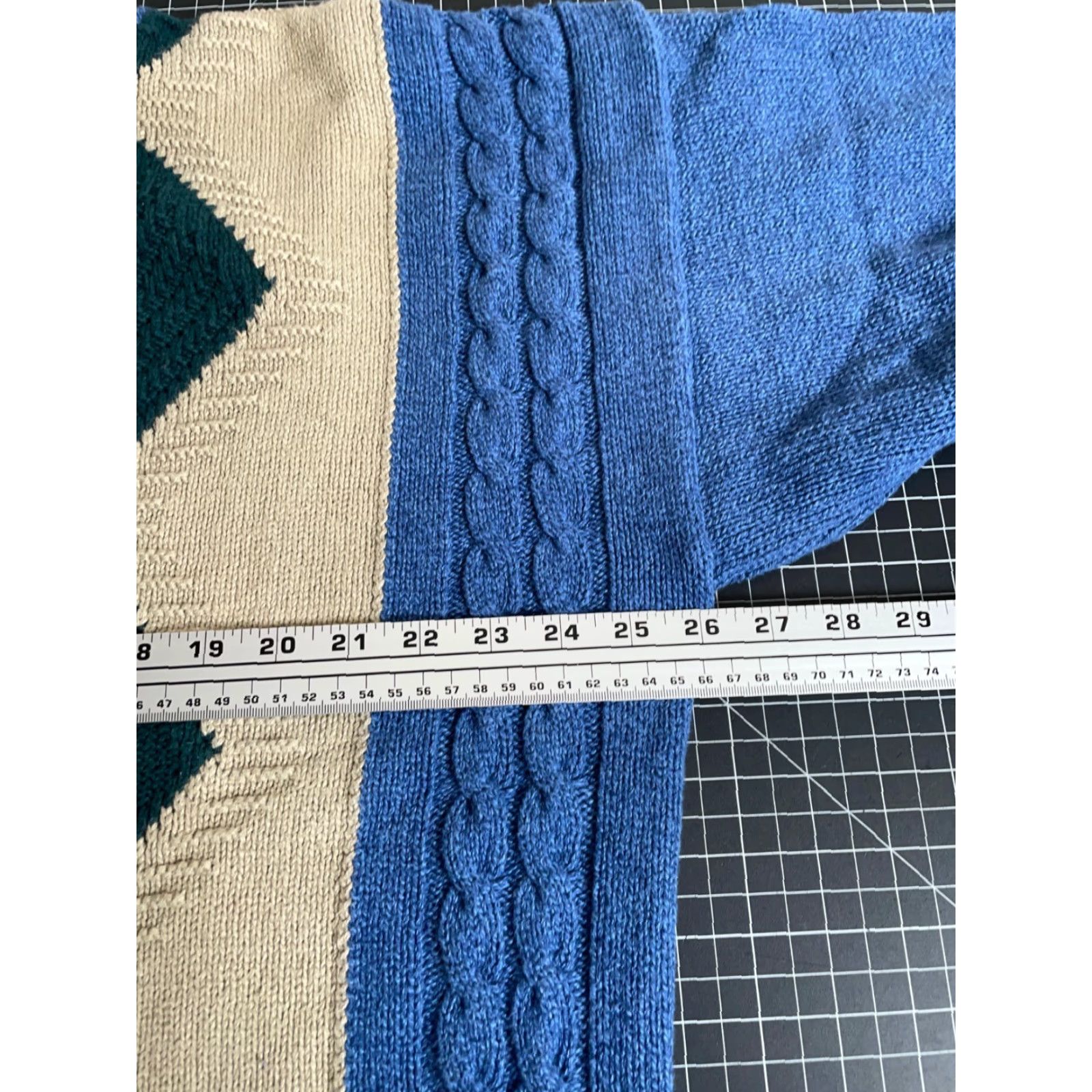 Vintage VINTAGE New Yorker Diamond Pattern Sweater Men XL Blue Beige Crew Neck 80s 90s Preppy Chunky Knit Pullover Relaxed Fit Knit Cotton Sweater Size US XL / EU 56 / 4 - 5 Thumbnail
