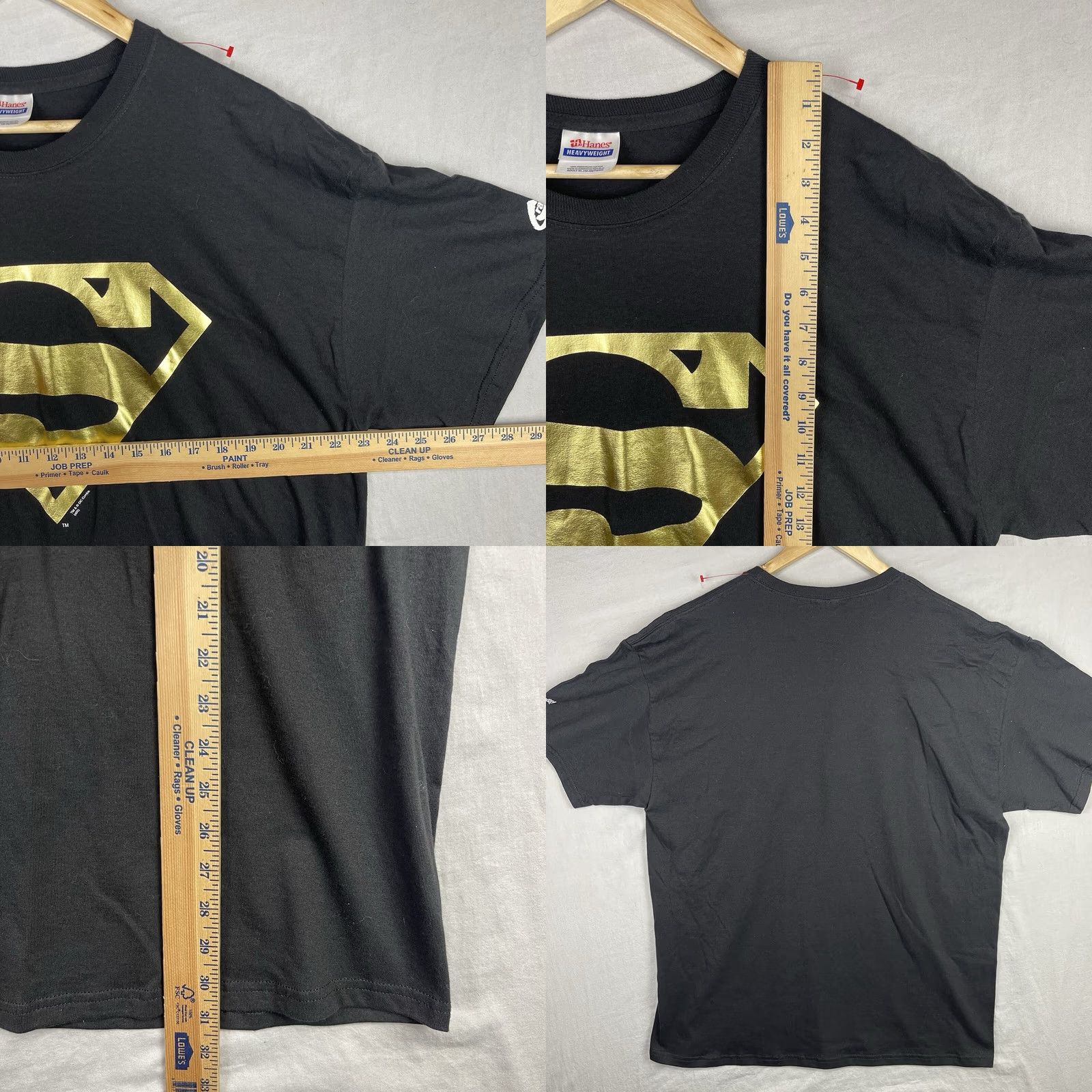 Hanes VINTAGE Superman Shirt Mens XL Black Graphitti Gold Logo DC Comics Superhero Y2K Size US XL / EU 56 / 4 - 8 Thumbnail