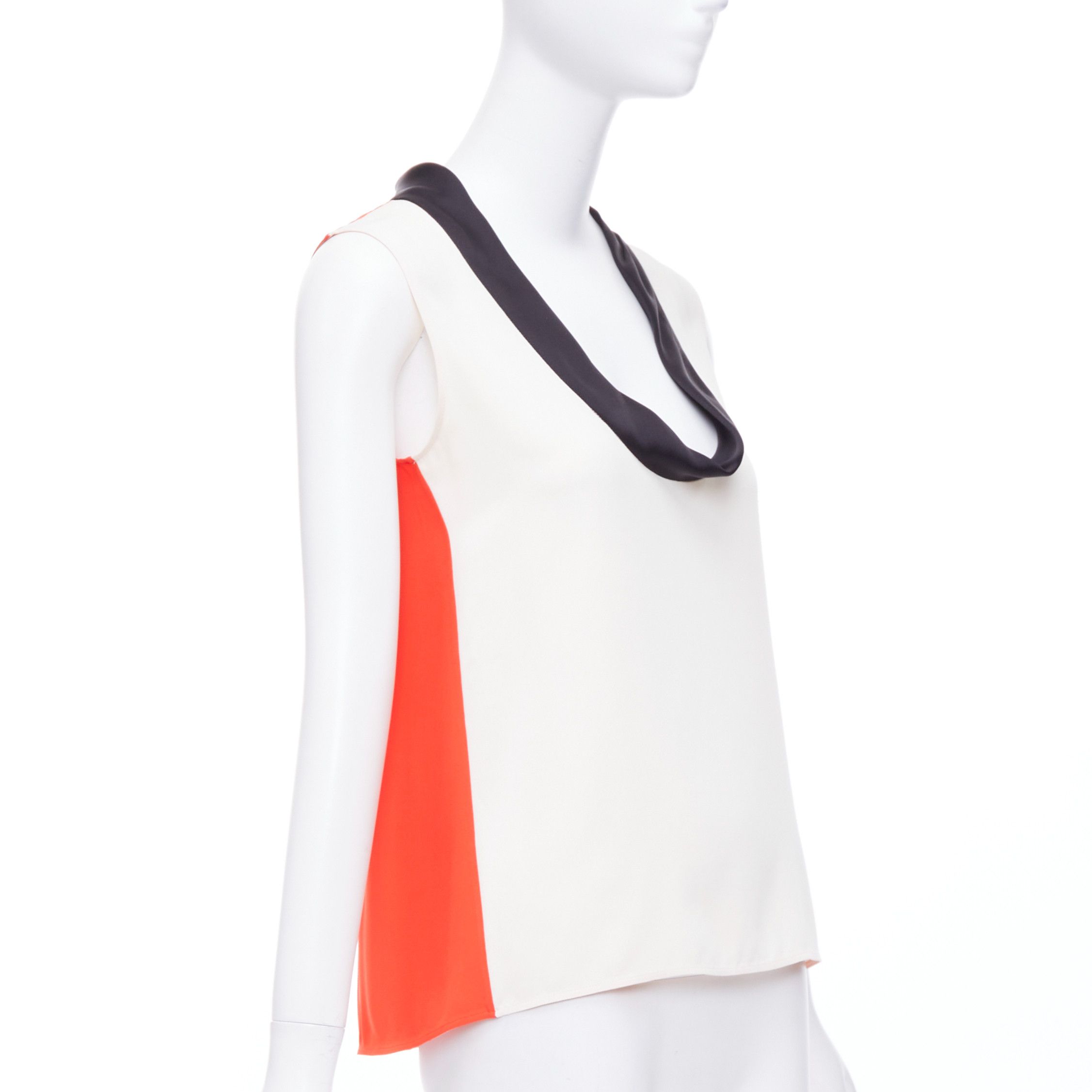 Celine OLD CELINE Phoebe Philo orange black cream colorblocked tank top FR36 S Size S / US 4 / IT 40 - 1 Thumbnail