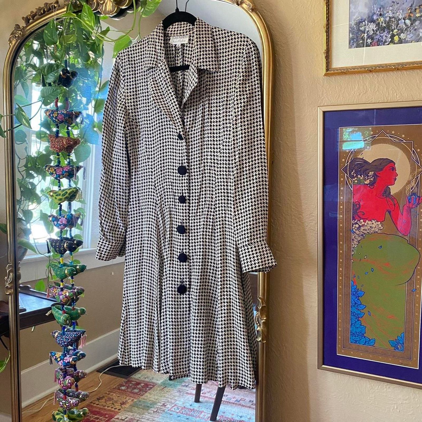 Ann Taylor Vintage 90s Ann Taylor Houndstooth Long Sleeve Dress 4 Size S / US 4 / IT 40 - 2 Thumbnail