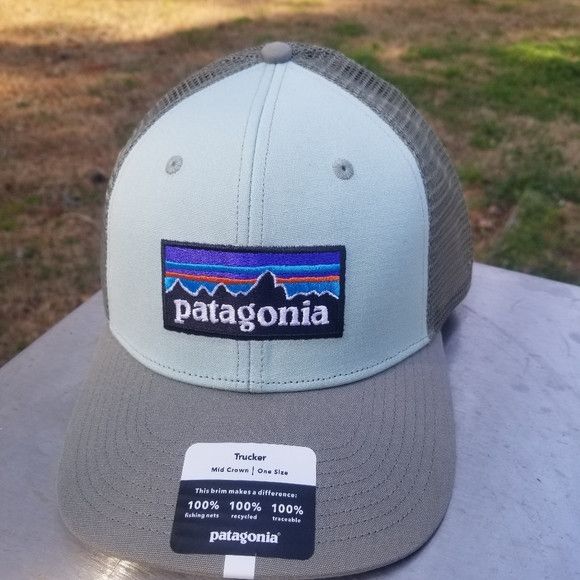 Patagonia Patagonia P-6 Logo Trucker Hat Tea Green NEW UNISEX Size ONE SIZE - 2 Thumbnail