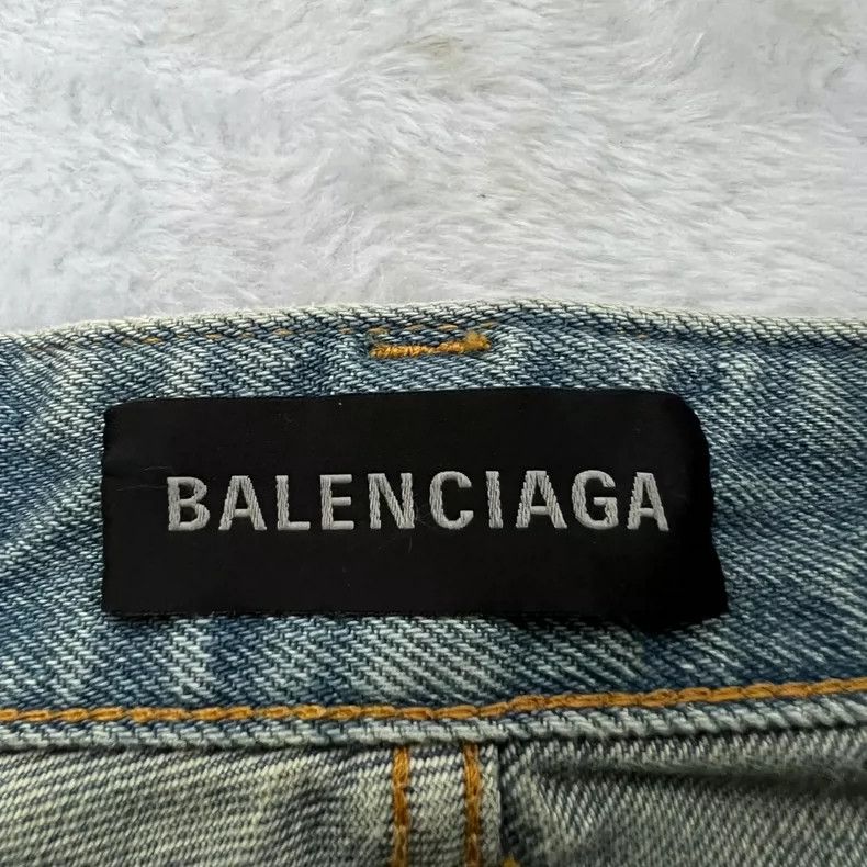 Balenciaga Balenciaga Light Blue Washed Denim Wide Leg Pants Size US 27 - 3 Thumbnail