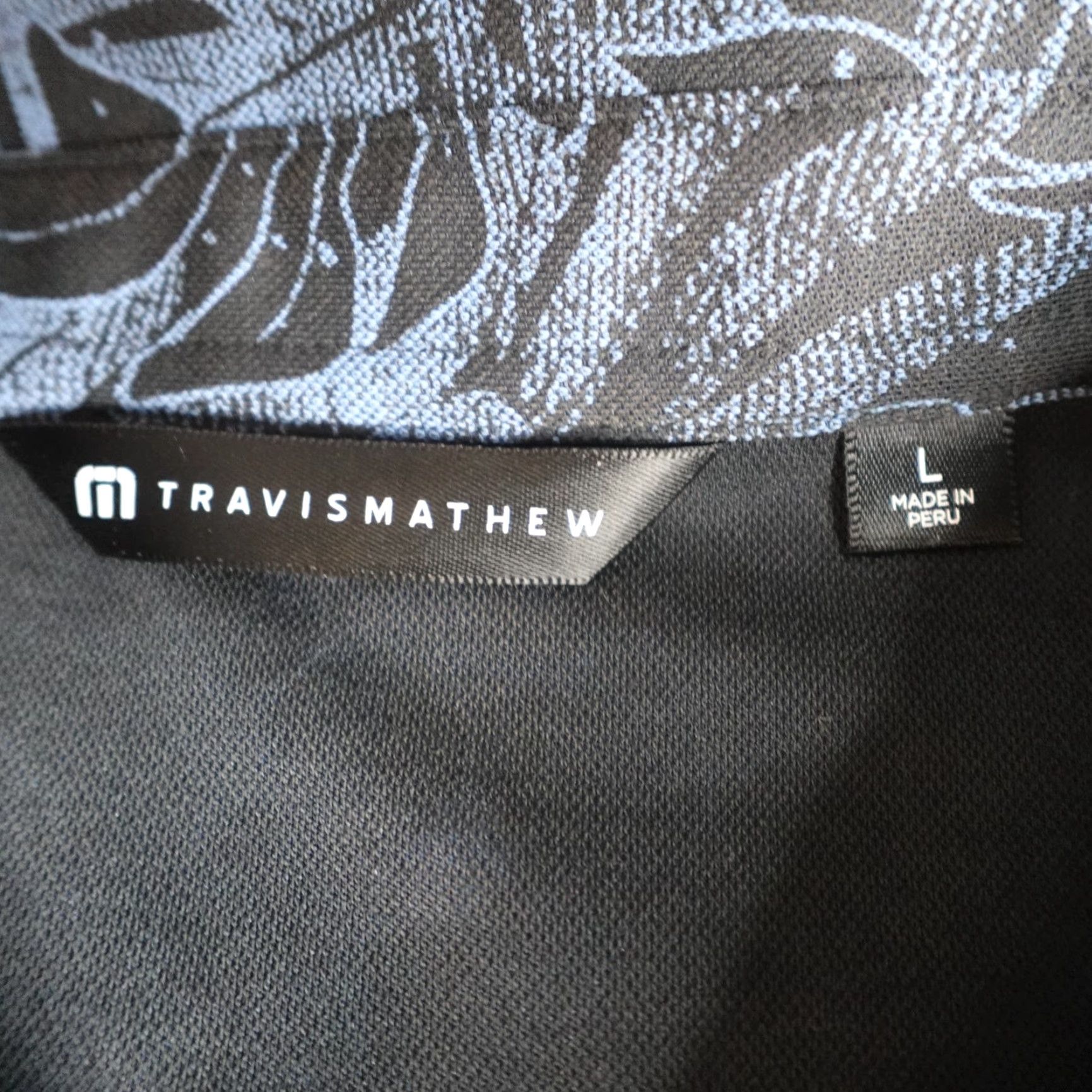 TravisMathew Travis Mathew Polo Shirt Large Black Floral Monstera Deliciosa All Over Print Mens Size US L / EU 52-54 / 3 - 7 Thumbnail