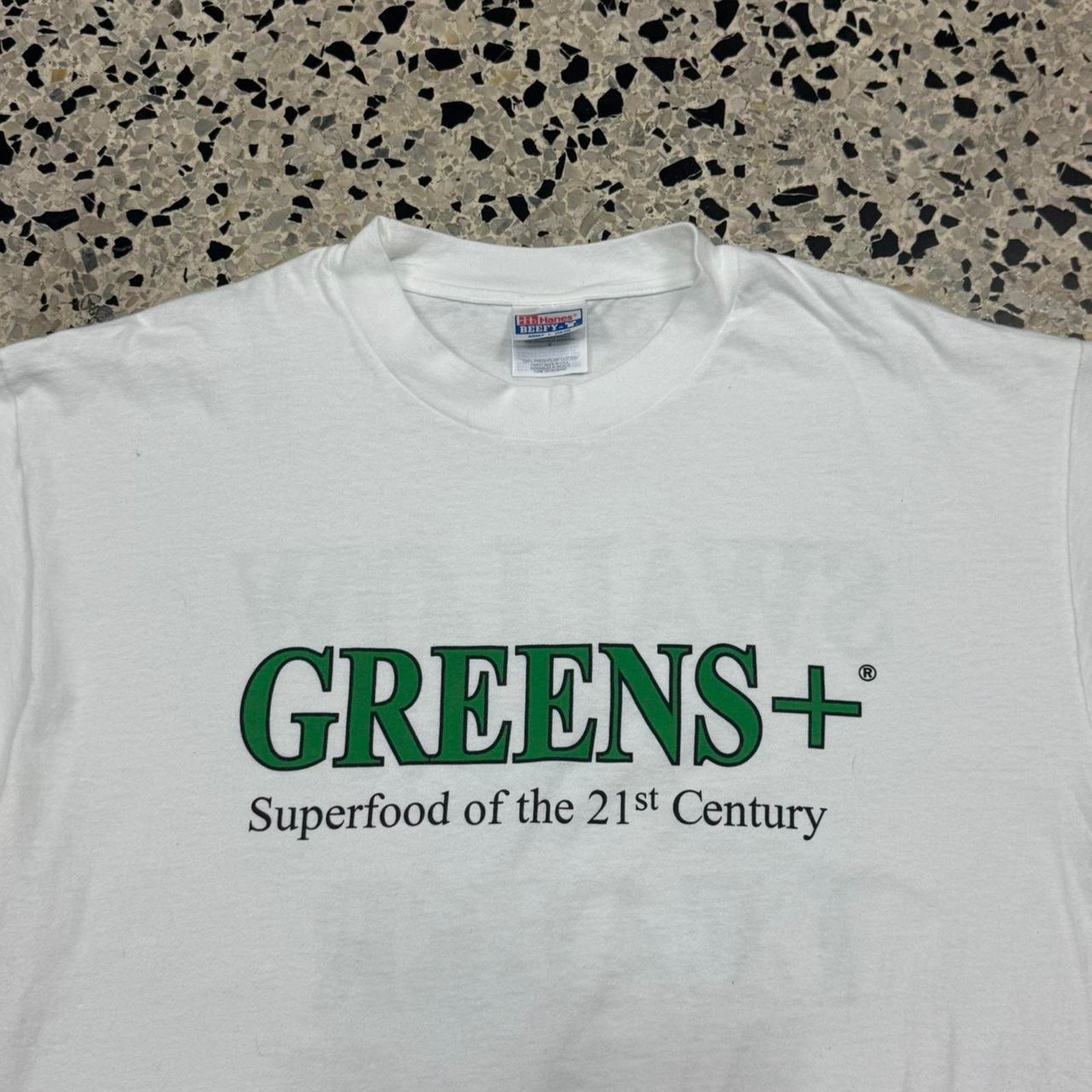 Hanes × Vintage VINTAGE Y2K SWALLOW THE LEADER GREENS+ SUPERFOOD PROMO TEE: Size US L / EU 52-54 / 3 - 5 Thumbnail