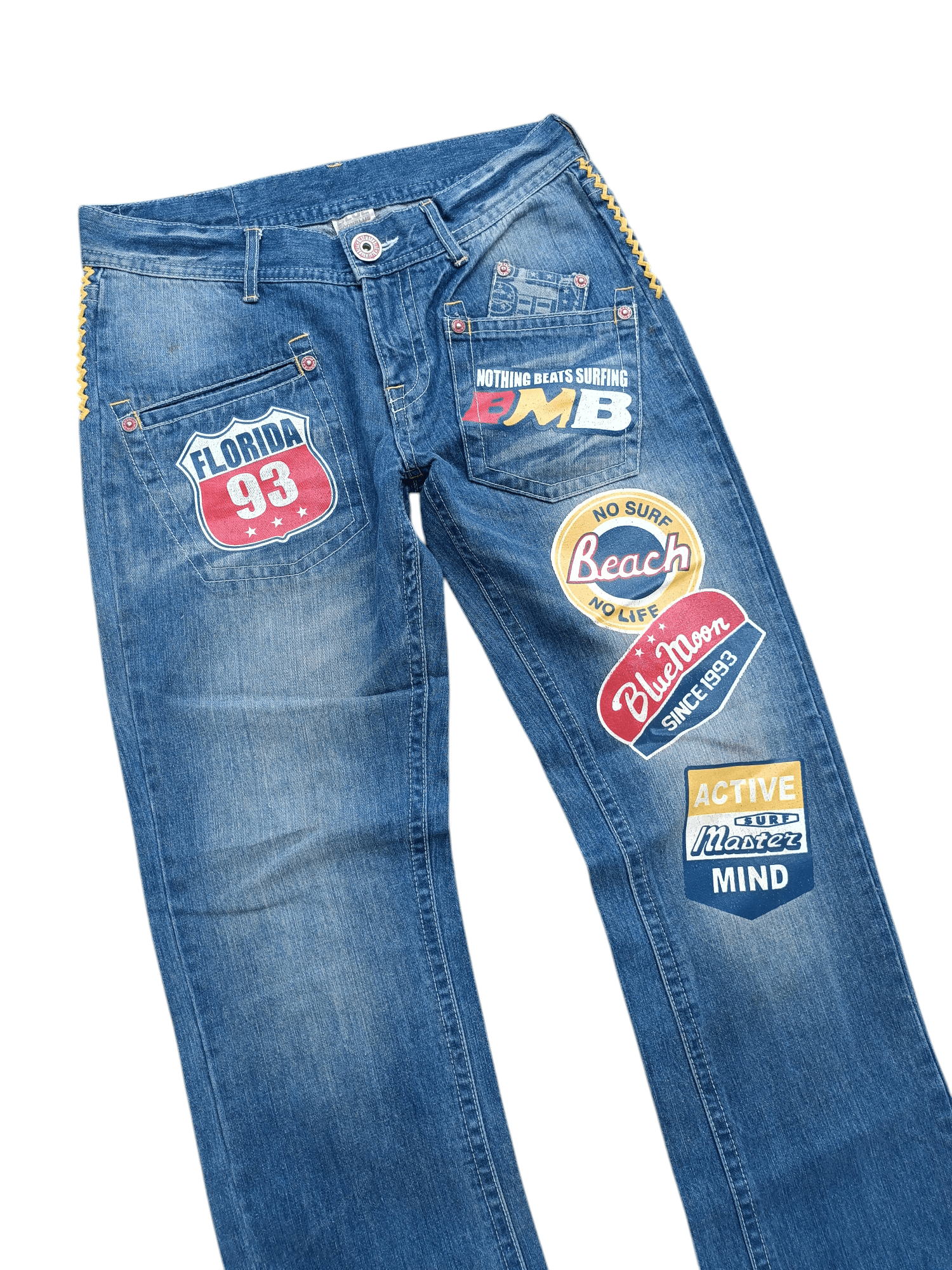 Designer × Japanese Brand × Vintage VINTAGE BLUE MOON BLUE FLORIDA 93 SURFING PAINT DESIGN DENIM Size US 32 / EU 48 - 6 Thumbnail