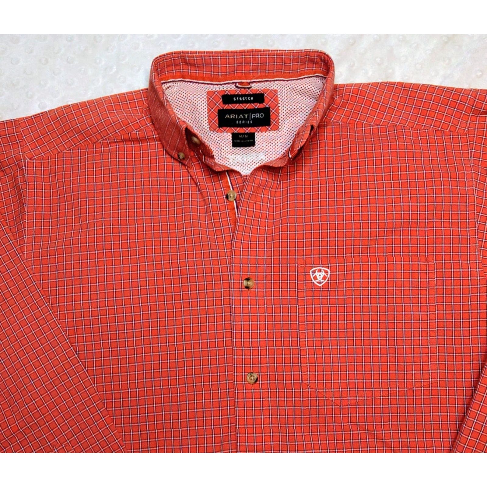Ariat Ariat Pro Series Shirt Mens M Red Orange Check Button-Down Western Rodeo Shirt Size US M / EU 48-50 / 2 - 5 Thumbnail
