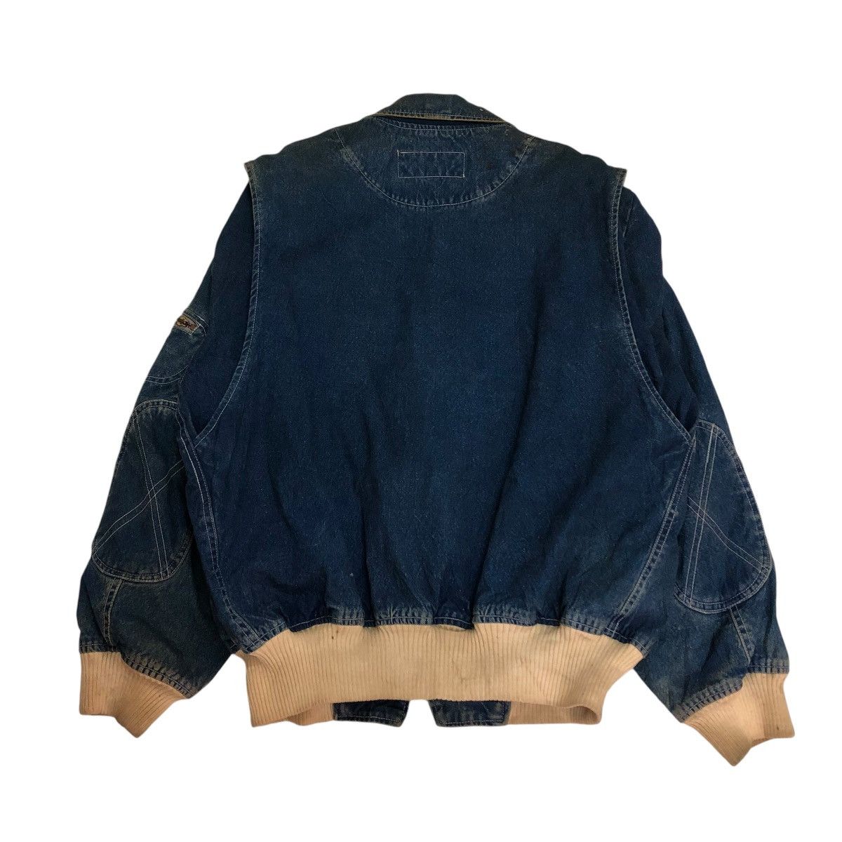 Japanese Brand 🔥VINTAGE BOMBER JACKET DENIM ZIG ZAG DOUBLE COLLAR Size US M / EU 48-50 / 2 - 2 Thumbnail