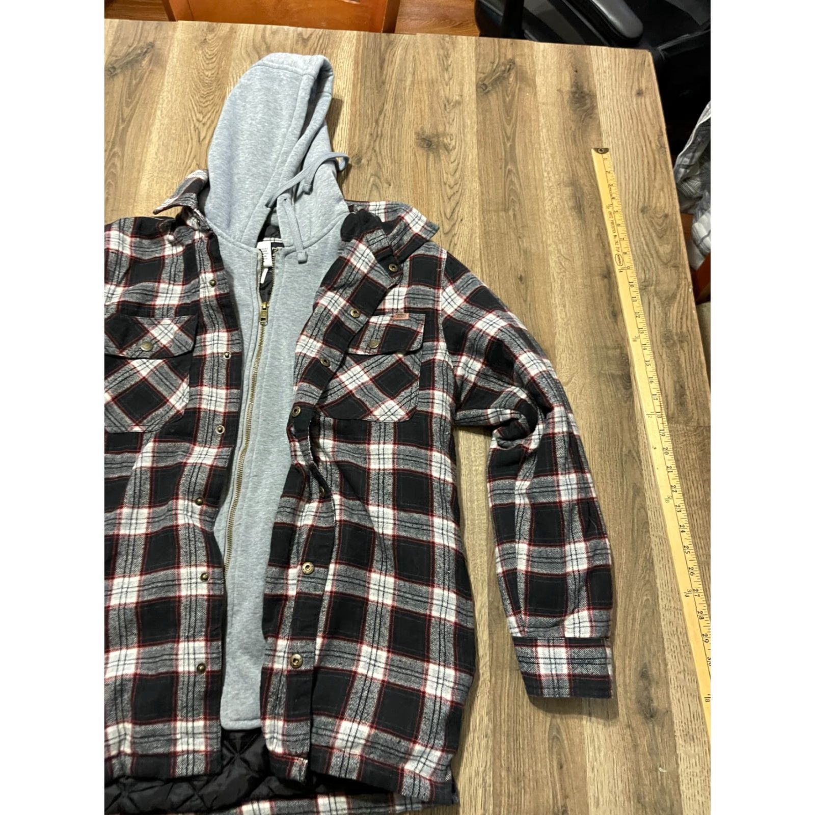 Vintage Rugged Wear Hoodie Mens Size M Plaid Full Zip Black White Gray Red Pattern Classic Size US M / EU 48-50 / 2 - 3 Thumbnail