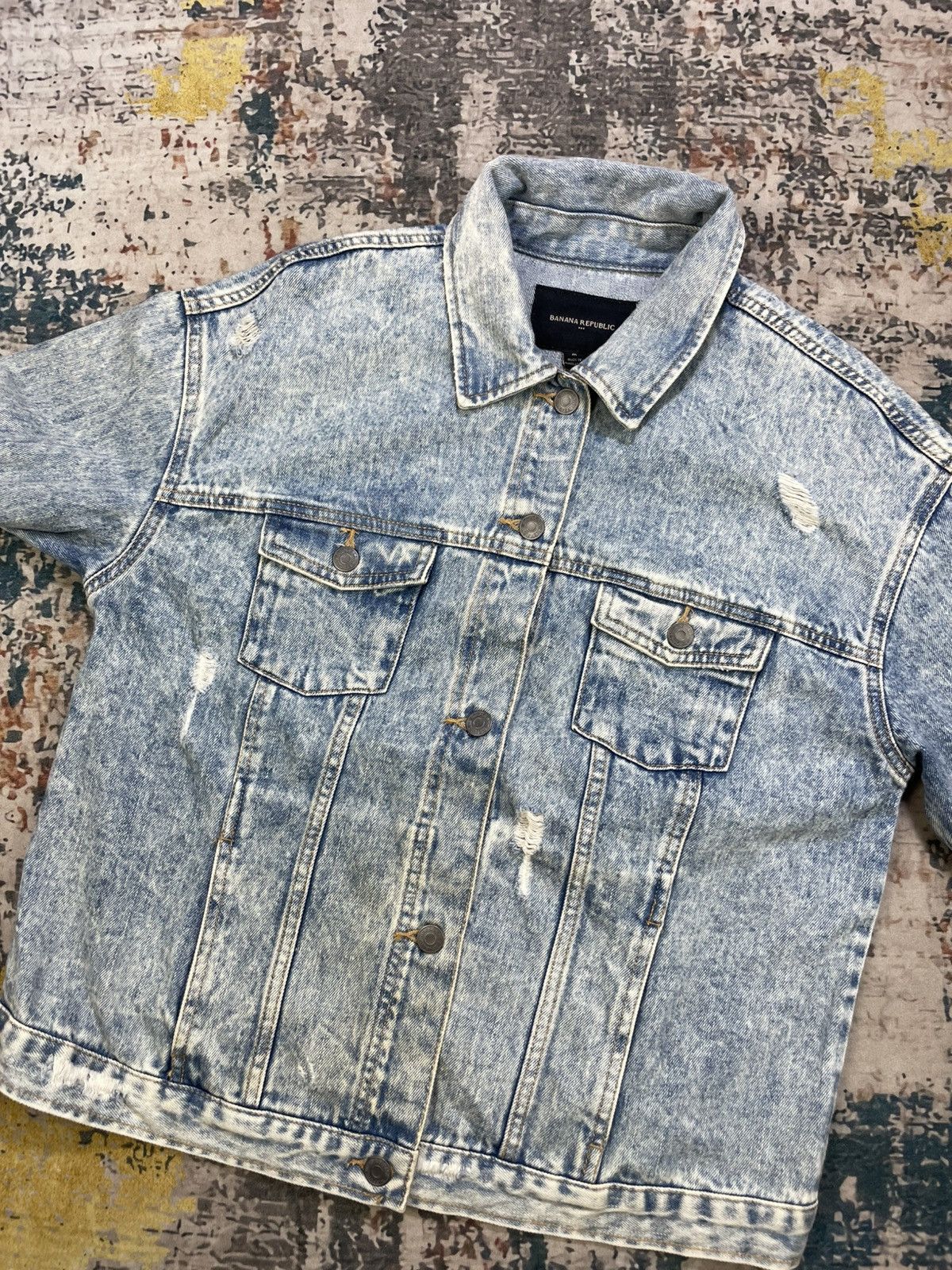 Banana Republic Banana Republic Distressed Acid Wash Denim Jacket Size M / US 6-8 / IT 42-44 - 2 Thumbnail