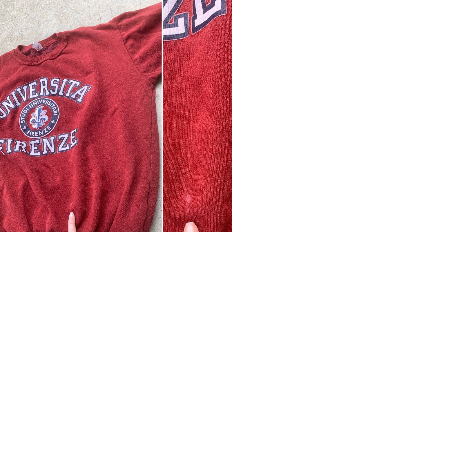 Spell VINTAGE Universita Firenze Sweatshirt Made in Italy L Logo Spell out Mens Sweatshirt Crew Neck Red 90s University Graphic Print Size US L / EU 52-54 / 3 - 9 Thumbnail
