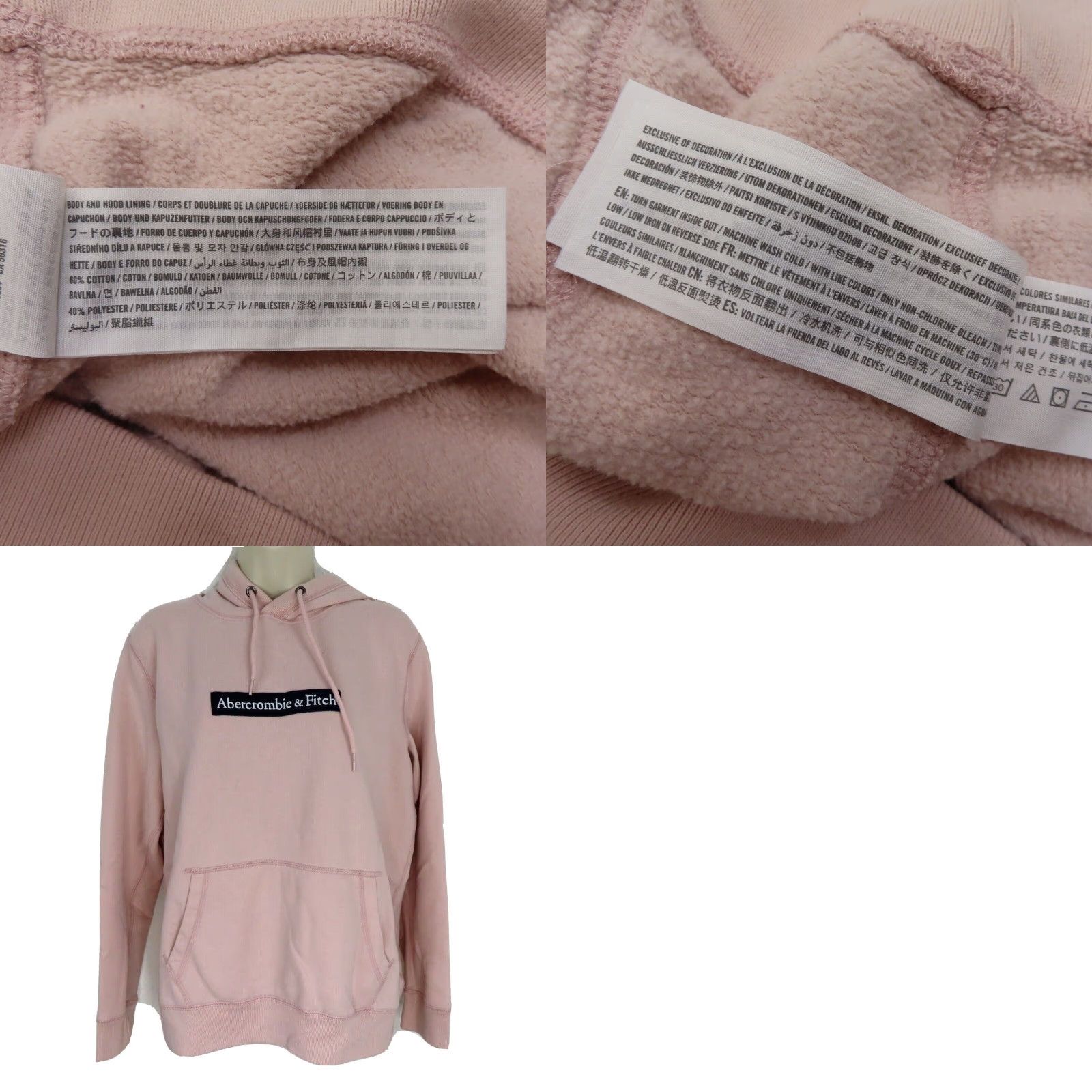 Abercrombie & Fitch Abercrombie & Fitch Hoodie Mens Small Embroidered Logo Pullover Hood Dusty Pink Size US S / EU 44-46 / 1 - 8 Thumbnail