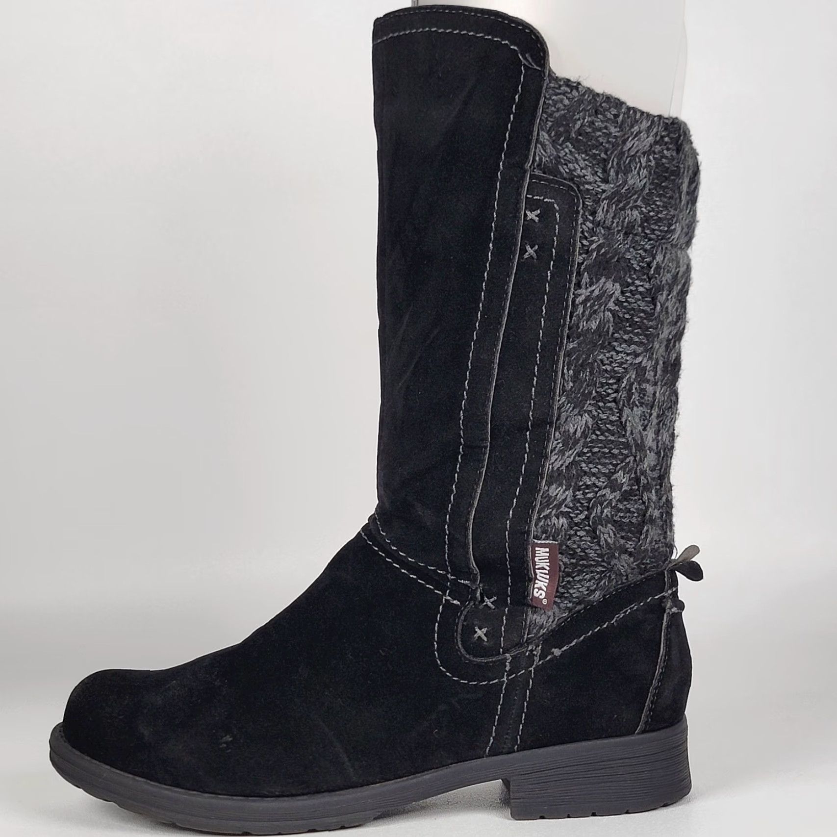 Vintage MUK LUKS Women’s Boot Mid Calf Black Knit Faux Fur Zip Up Casey 9 Snow Boot Vintage No? Size US 9 / IT 39 - 6 Thumbnail