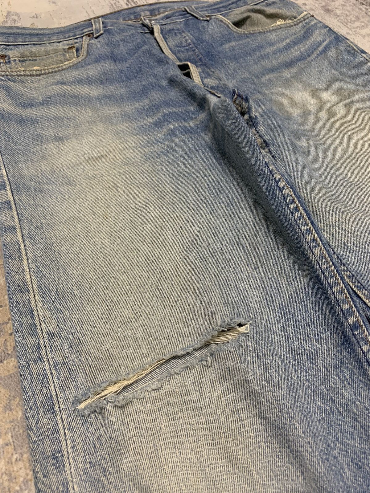 Jean Vintage 80s Sashiko Reworked Levis 501 Distressed Jeans Size US 34 / EU 50 - 6 Thumbnail