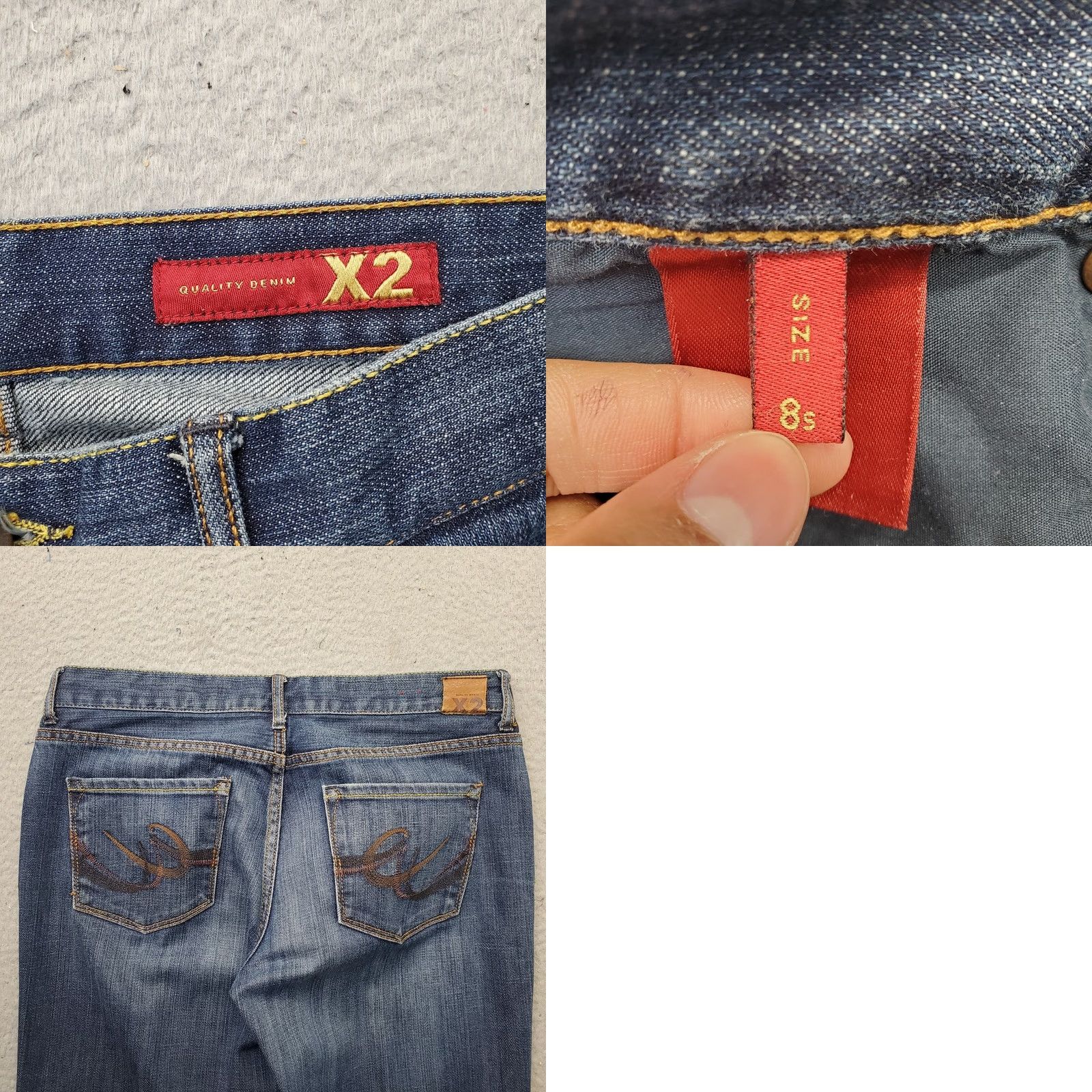 Denime X2 Womens Size 8 Bootcut Jeans Blue Denim Stretch Full Length 28.75 Inseam 5-Pocket Solid Vintage: No Size 30" / US 8 / IT 44 - 8 Thumbnail