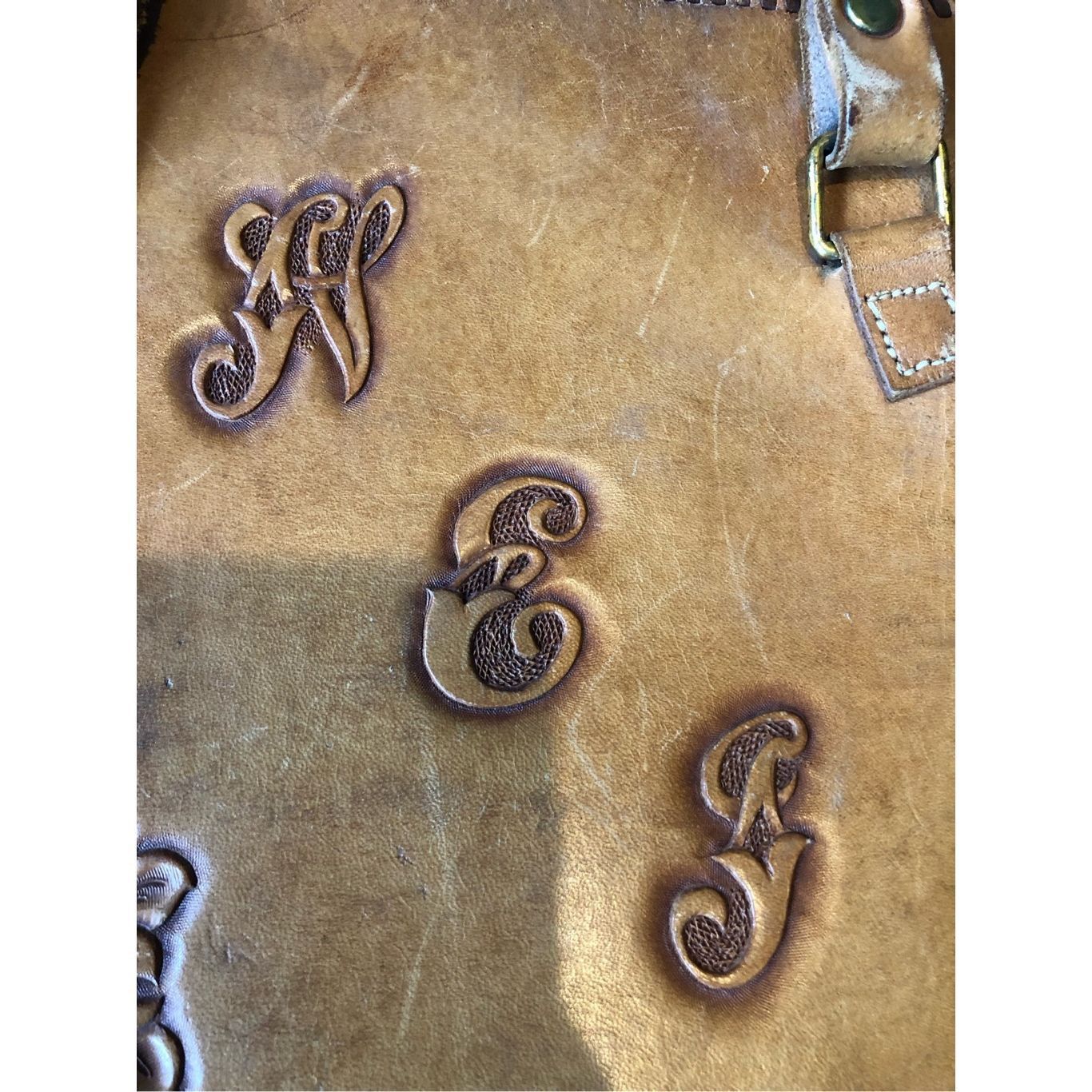 Other Vintage “W.E.J.” Initialed Women’s Brown Leather Hand Bag Size ONE SIZE - 4 Thumbnail