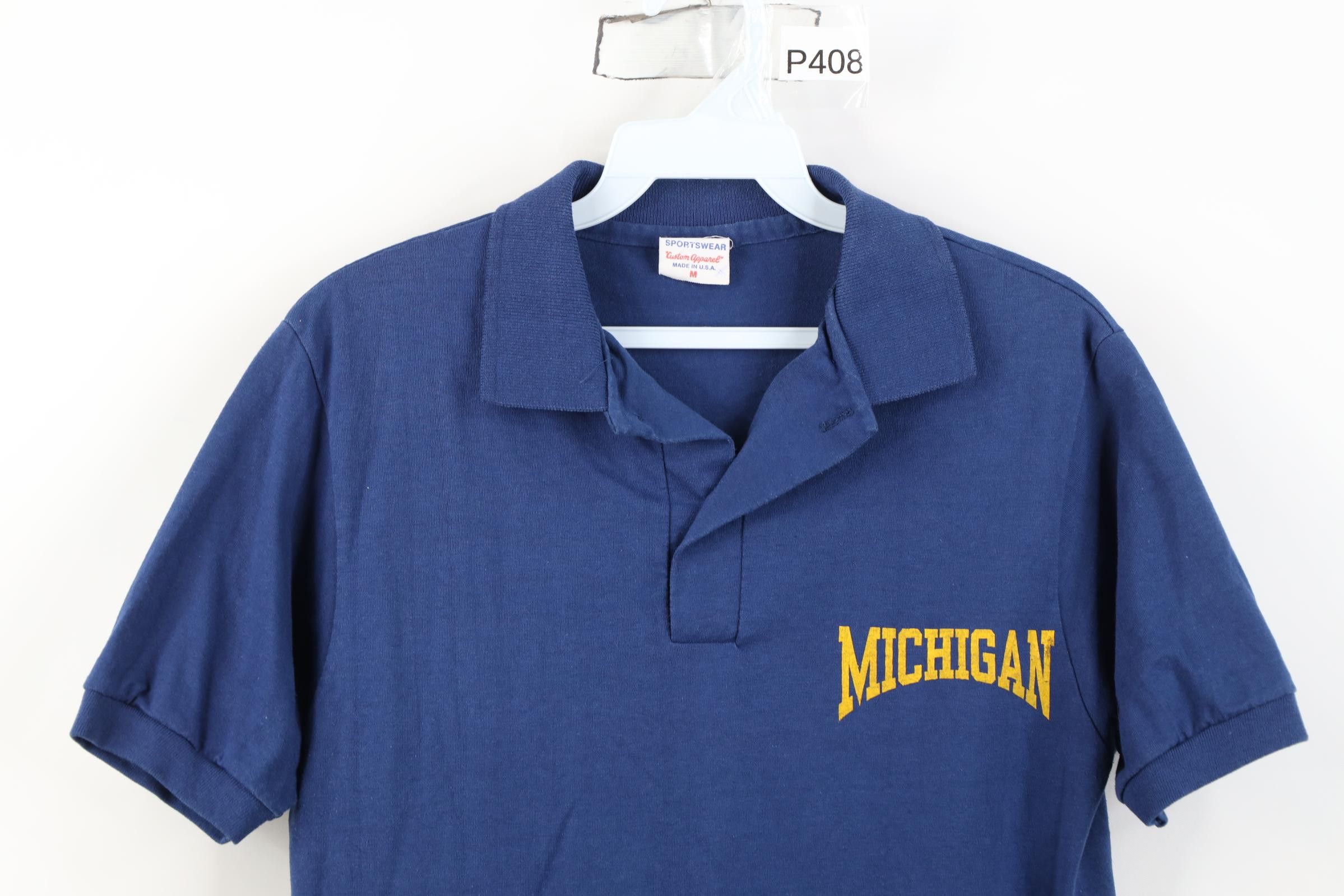 Vintage Vintage 70s 80s University of Michigan Collared Polo Shirt Size US M / EU 48-50 / 2 - 2 Thumbnail