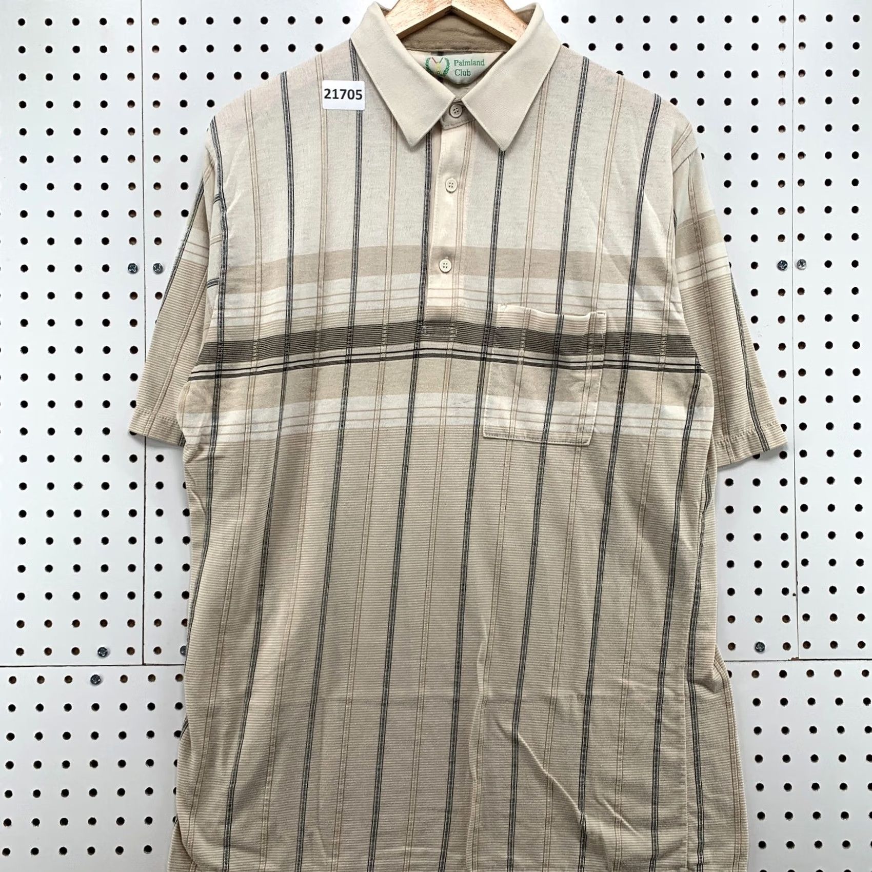 Vintage VINTAGE Palmland Club Shirt Mens Large Brown Beige Striped Polo Shirt Size US L / EU 52-54 / 3 - 2 Thumbnail