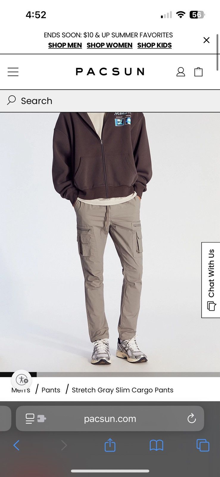 Pacsun Pacsun Stretch Gray Slim Cargo Pants Size US 28 / EU 44 - 1 Thumbnail