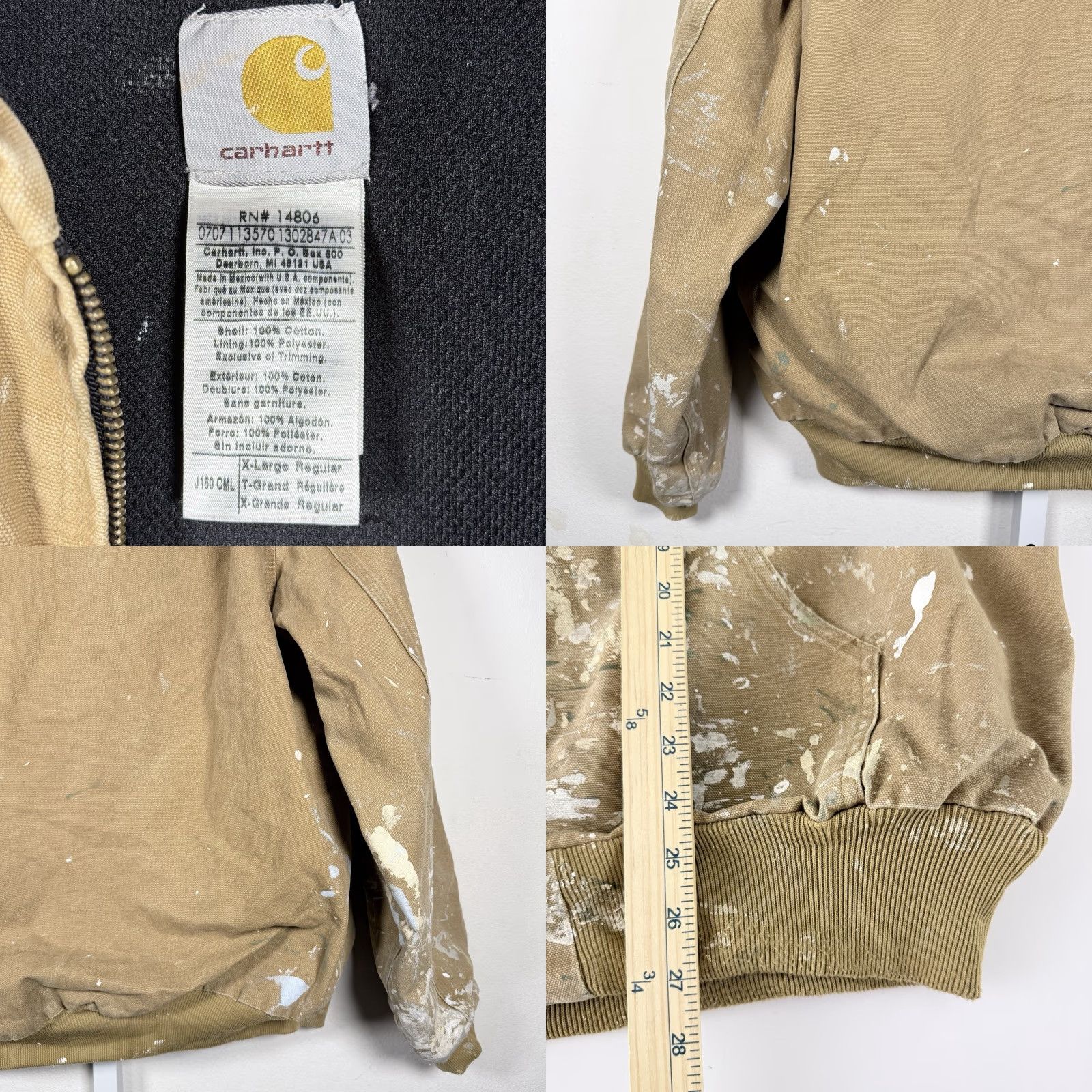 Carhartt VINTAGE Carhartt Hoodie Jacket Mens XL Distressed Paint Splatter J160 CML Size US XL / EU 56 / 4 - 8 Thumbnail