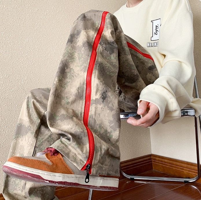 Designer × Japanese Brand × Vintage Vintage Punk Zippers Red Stripe Abstract Washed Pants Rave Size US 31 - 4 Thumbnail
