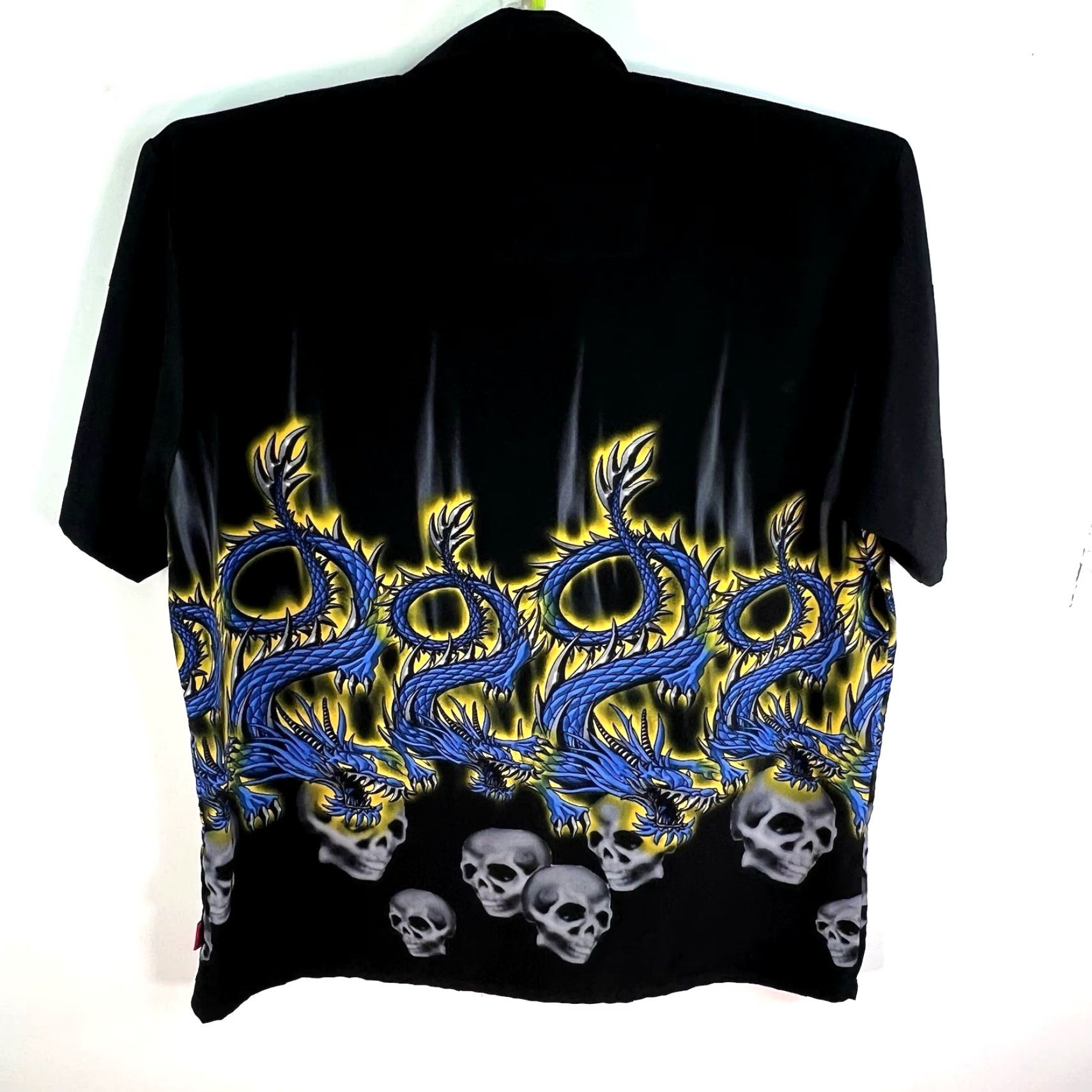 Vintage Pineapple Connection AOP Dragons Skulls Button-Up Shirt Mens M Black Shirt Button-Up Short Sleeve Graphic Print Vintage No Size US M / EU 48-50 / 2 - 7 Thumbnail