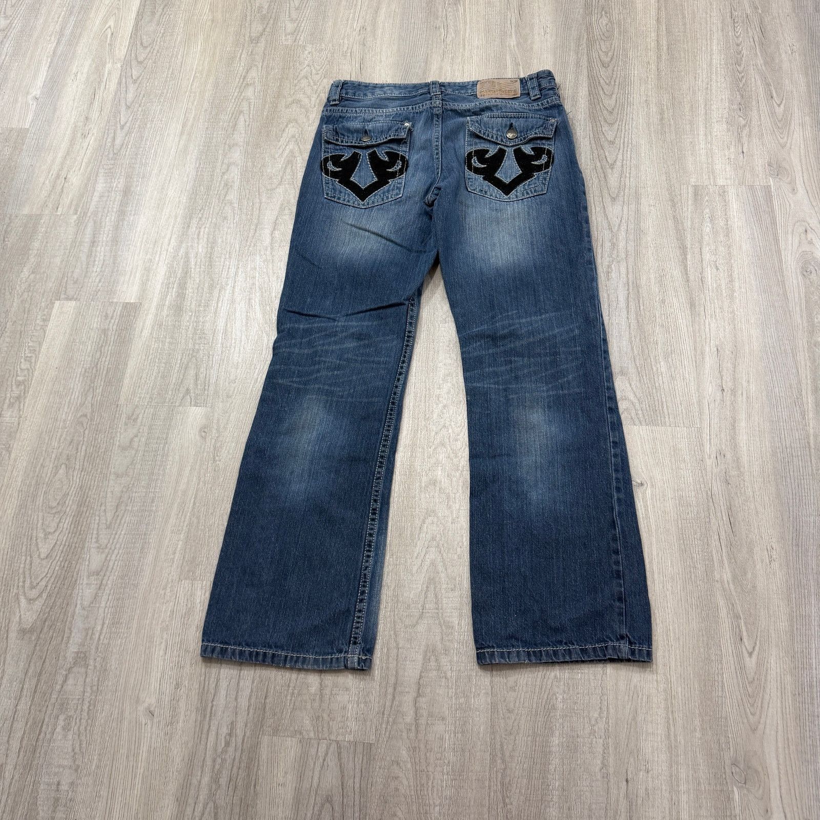 Vintage Vintage Machine Embroidered Jeans Mens 34x34 Blue Faded Size US 34 / EU 50 - 1 Thumbnail