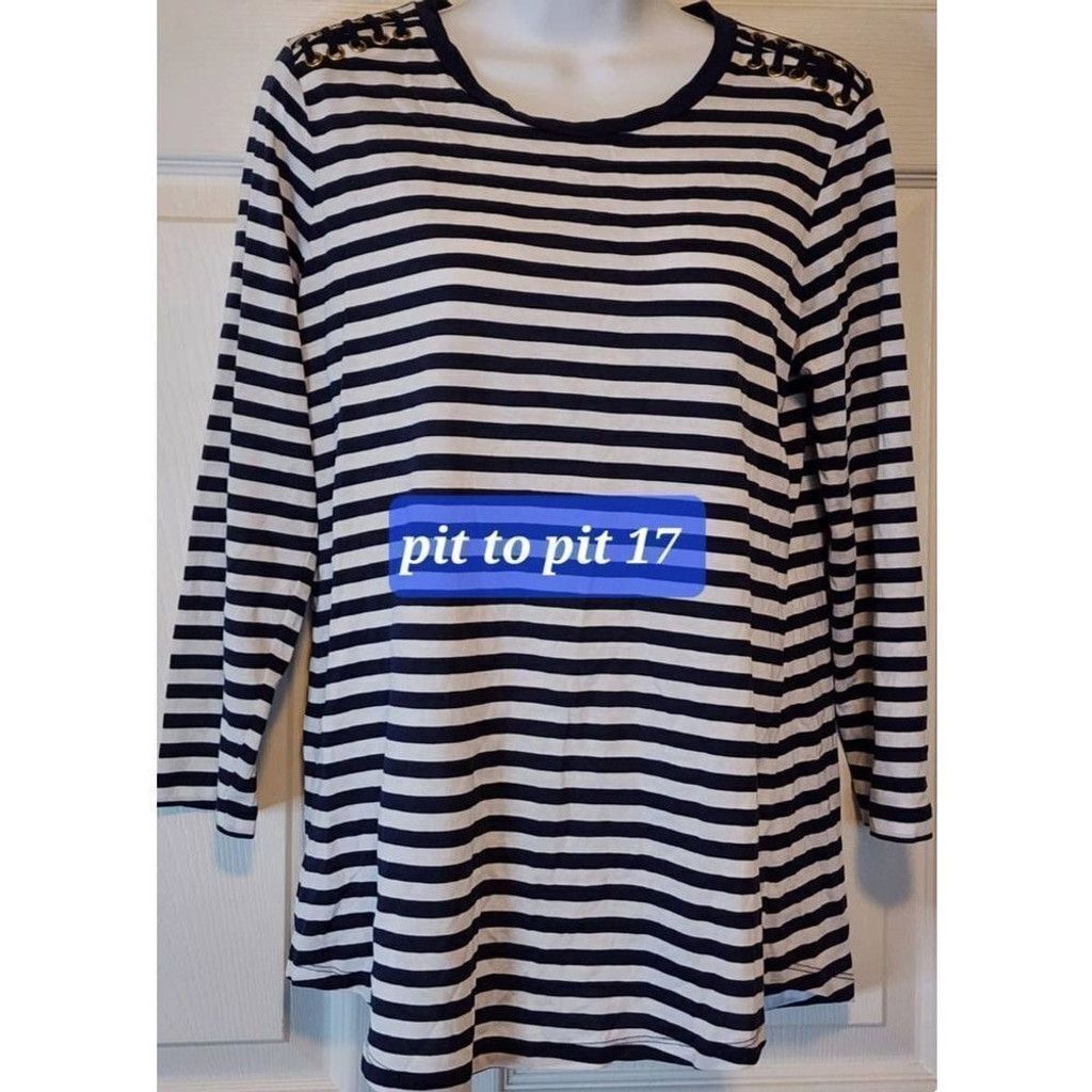 Michael Kors Michael kors Navy and White Striped Shirt Size XS / US 0-2 / IT 36-38 - 6 Thumbnail