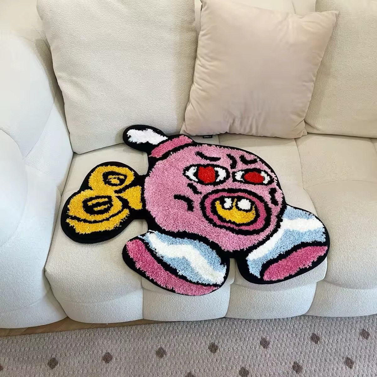 Handmade Tufted Plush Cherry Bomb Cartoon Carpet Rug Size ONE SIZE - 2 Thumbnail