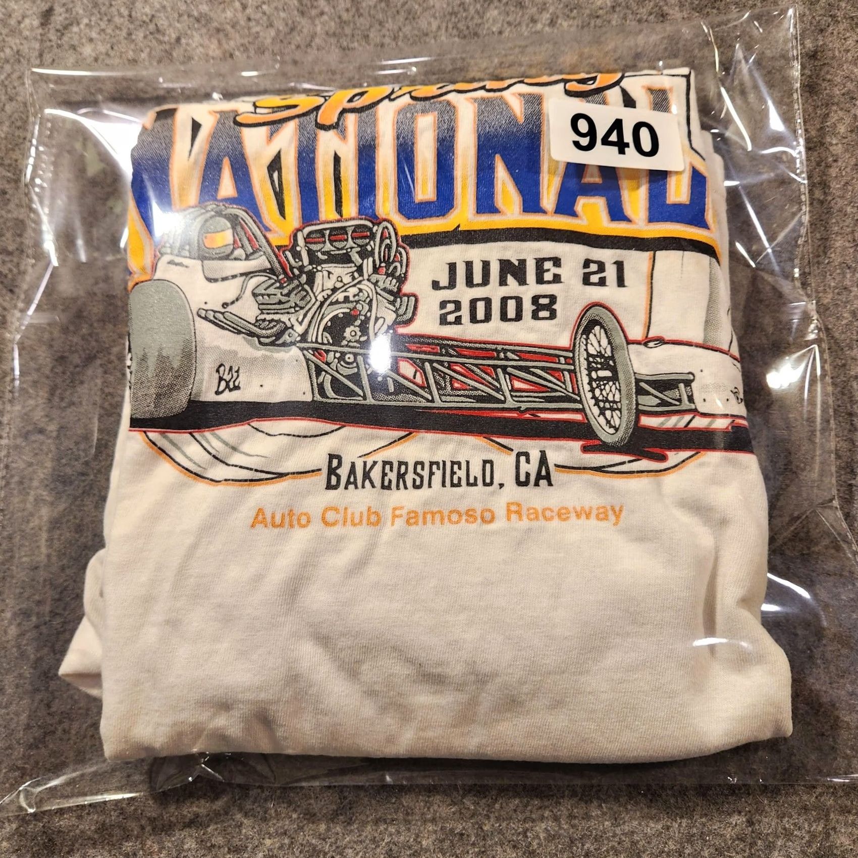Jerzees ANRA Spring Nationals Shirt Mens 2XL White Drag Racing Graphic Bakersfield 2008 Size US XXL / EU 58 / 5 - 8 Thumbnail
