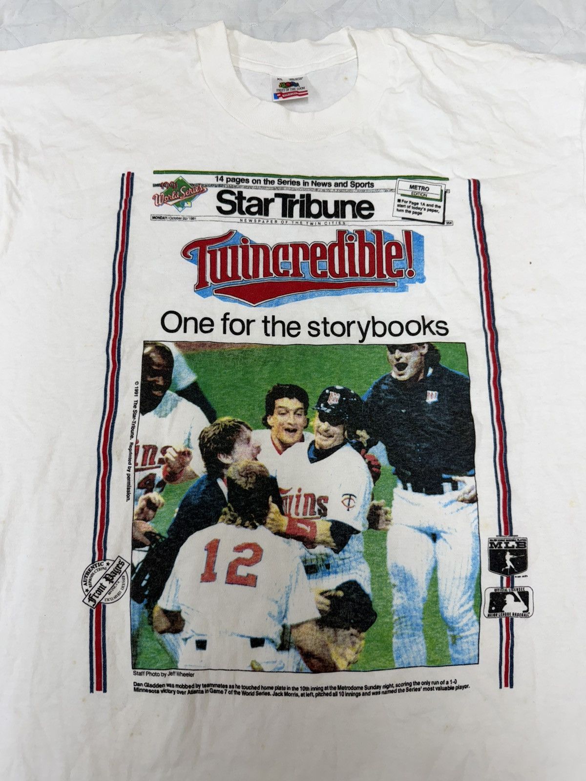 Fruit Of The Loom Vintage 1991 Minnesota Twins World Series Champions Size US XL / EU 56 / 4 - 2 Thumbnail