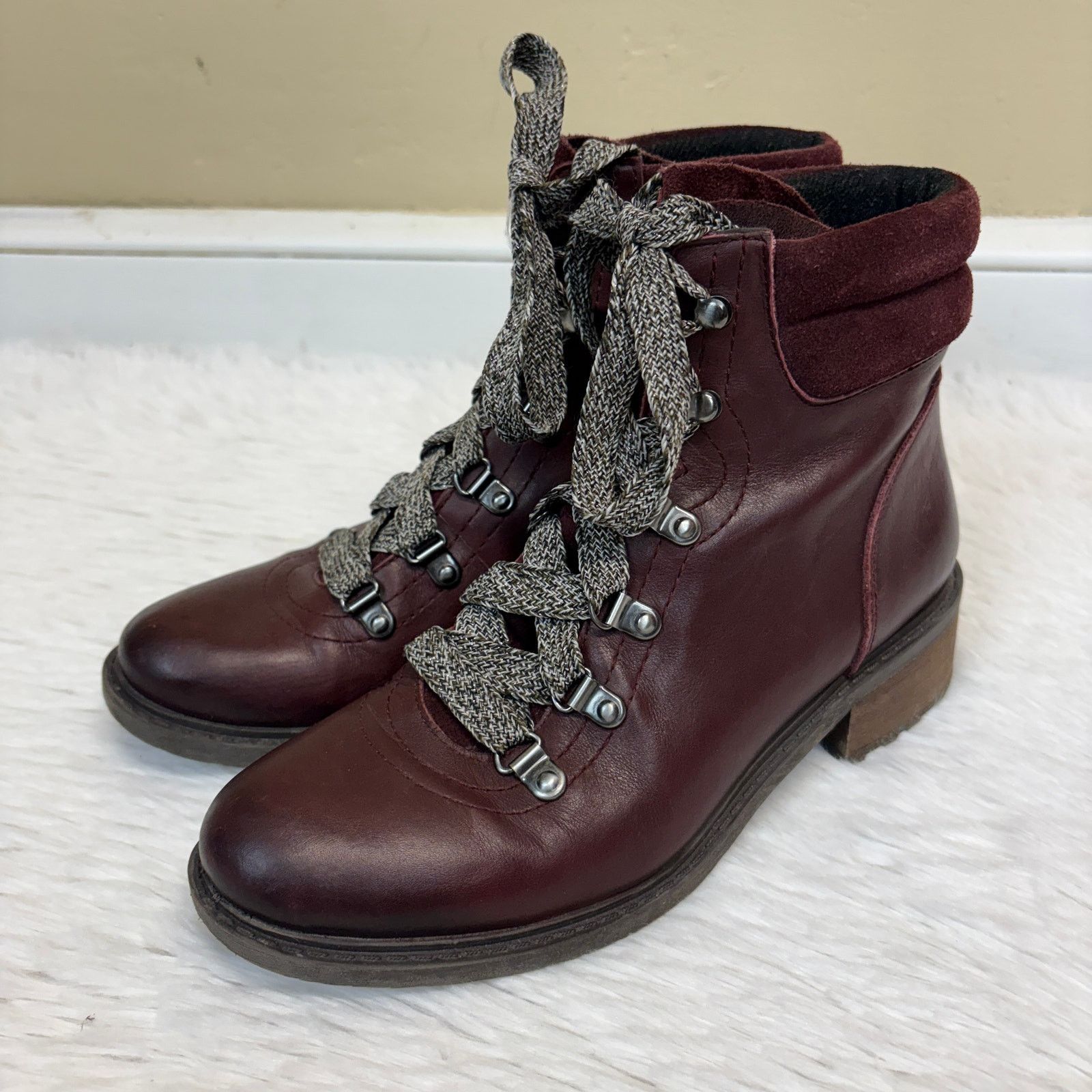 Sam Edelman Sam Edelman Darrah Dark Red Wine Suede Leather Hiking Size 7 Size US 7 / IT 37 - 3 Thumbnail