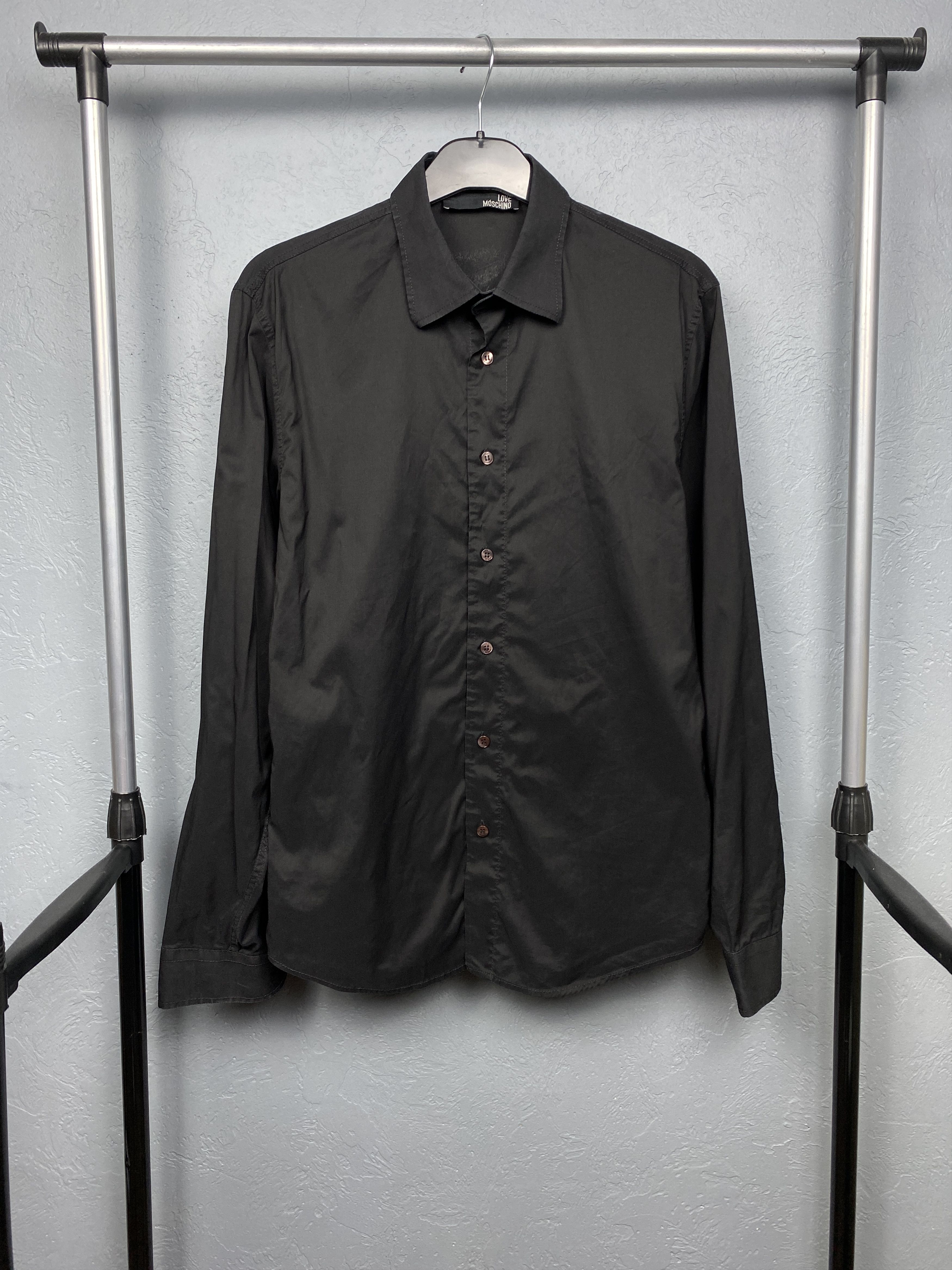 Moschino Love Moschino Mens Long Sleeve Black Shirt Size US M / EU 48-50 / 2 - 1 Thumbnail