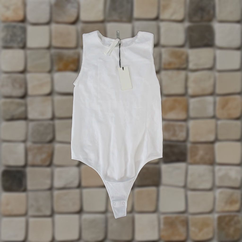Vintage VINTAGE Babaton Bodysuit Womens XS White Sleeveless Round Neck One-Piece Stretch 90s Fashion Womens Size XS / US 0-2 / IT 36-38 - 1 Thumbnail
