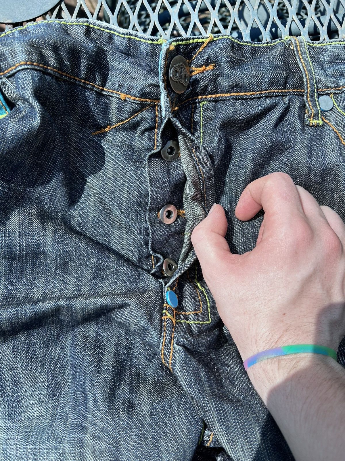 Japanese Brand Crazy rare y2k jorts embroidered RAW SELVEDGE DENIM Size US 44 / EU 60 - 8 Thumbnail