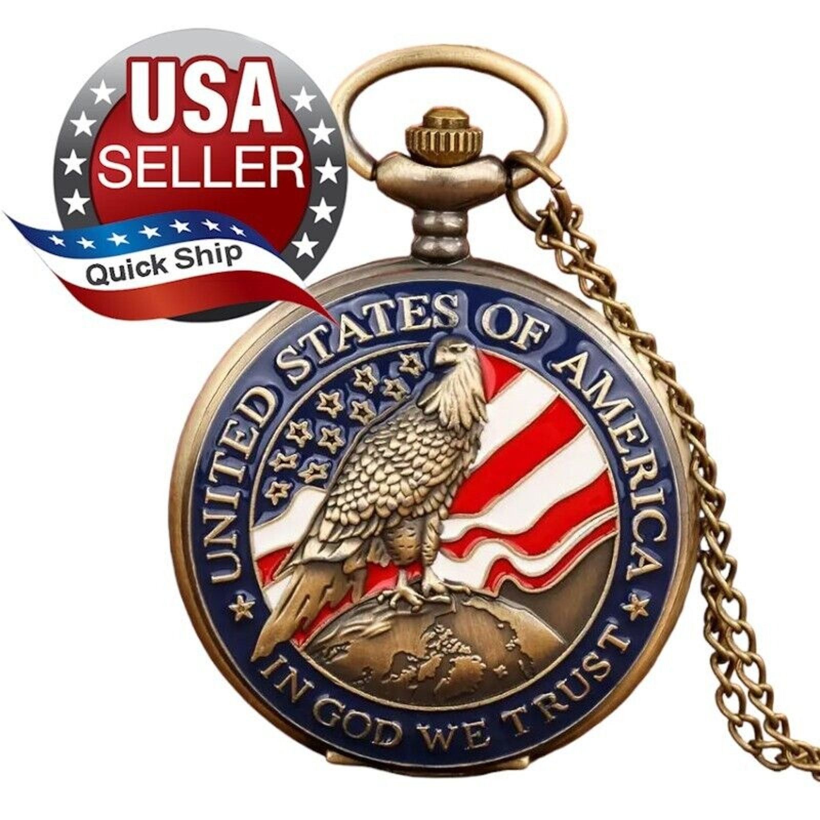 Other Bronze Pocket Watch • Enameled United States Eagle & Flag Size ONE SIZE - 1 Thumbnail