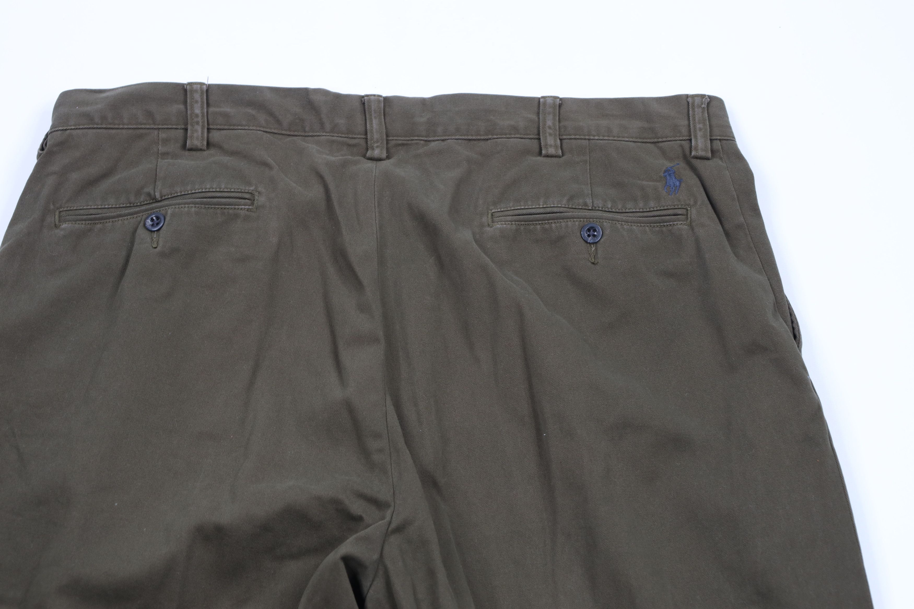 Ralph Lauren × Vintage Vintage 90s Ralph Lauren Leg Chino Pants Olive Green Cotton Size US 38 / EU 54 - 9 Thumbnail
