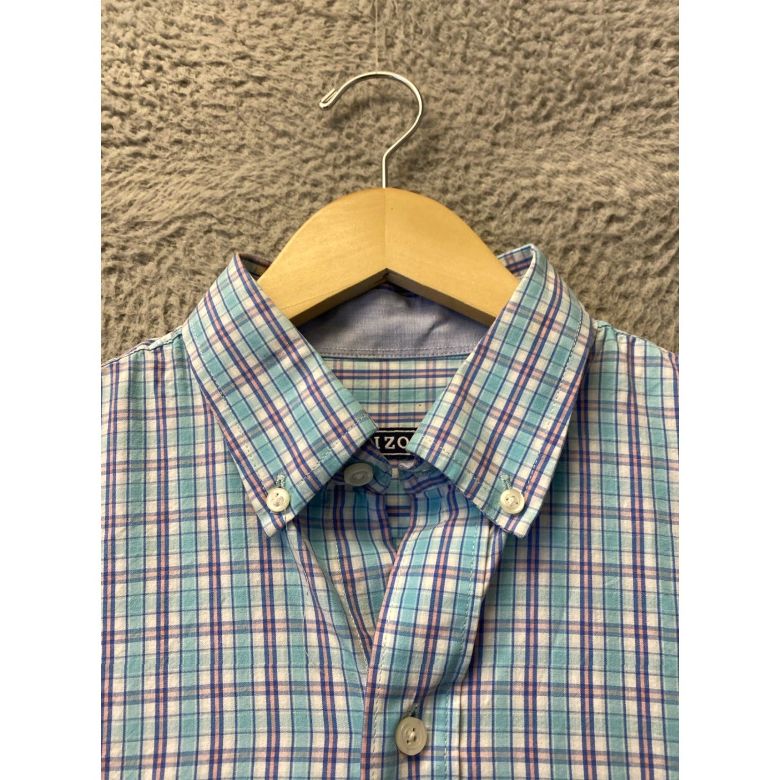 Izod IZOD Button Shirt Men M Turquoise Plaid Cotton / 0536 Size US M / EU 48-50 / 2 - 5 Thumbnail