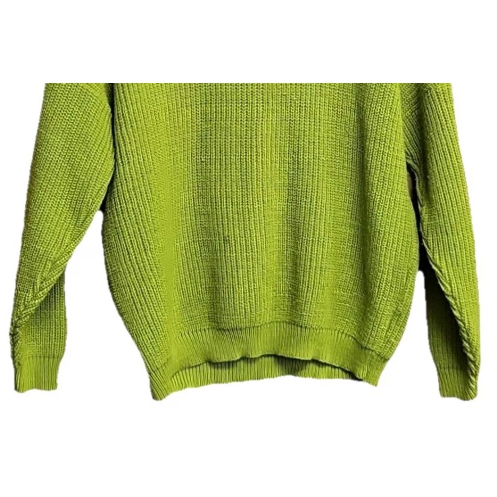 Vintage VINTAGE Tudor Hall Sweater Women’s M Crew Neck Green 80s 90s Chunky Knit Acrylic Pullover Size M / US 6-8 / IT 42-44 - 3 Thumbnail