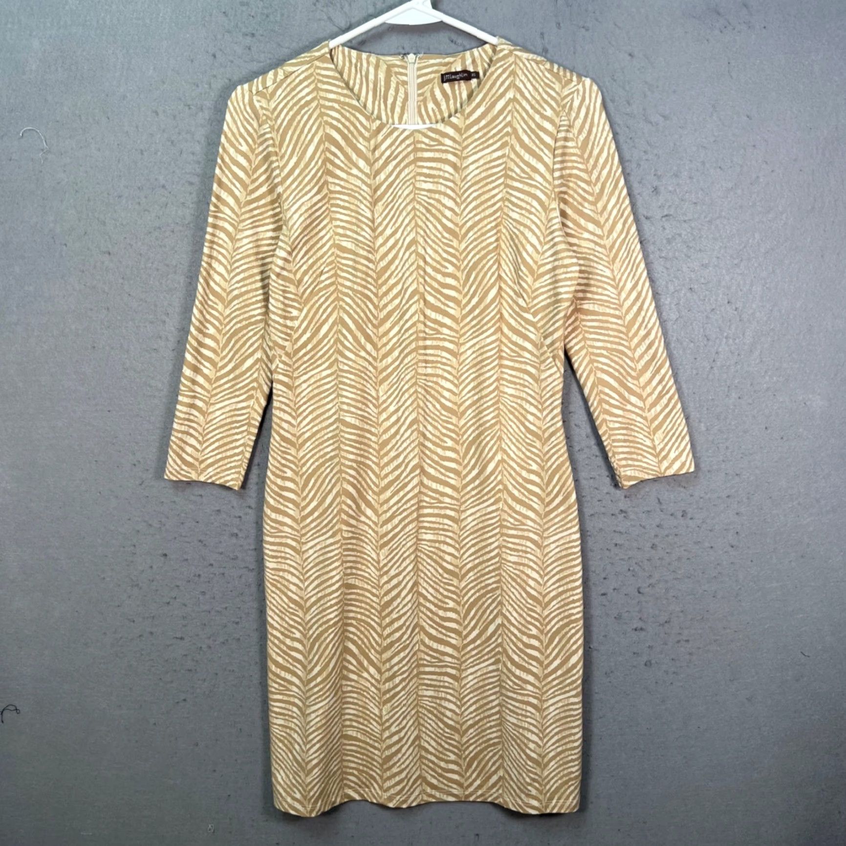 J.McLaughlin J. McLaughlin Womens XS Zebra Print Beige White Dress 3/4 Sleeves Size XS / US 0-2 / IT 36-38 - 2 Thumbnail