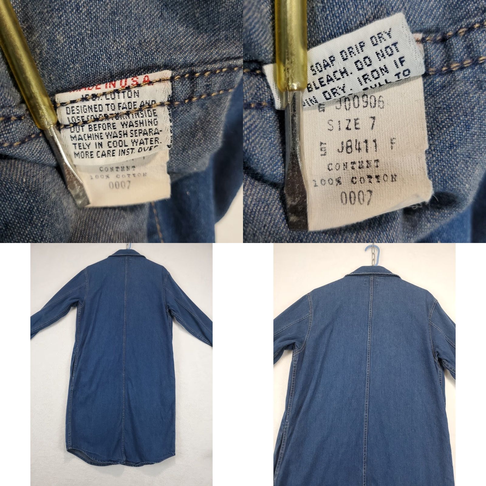 Calvin Klein VINTAGE Calvin Klein Denim Jumper Dress Long Sleeve Midi Blue 7 Women USA 80s Retro Shirt Dress with Pockets Size M / US 6-8 / IT 42-44 - 8 Thumbnail