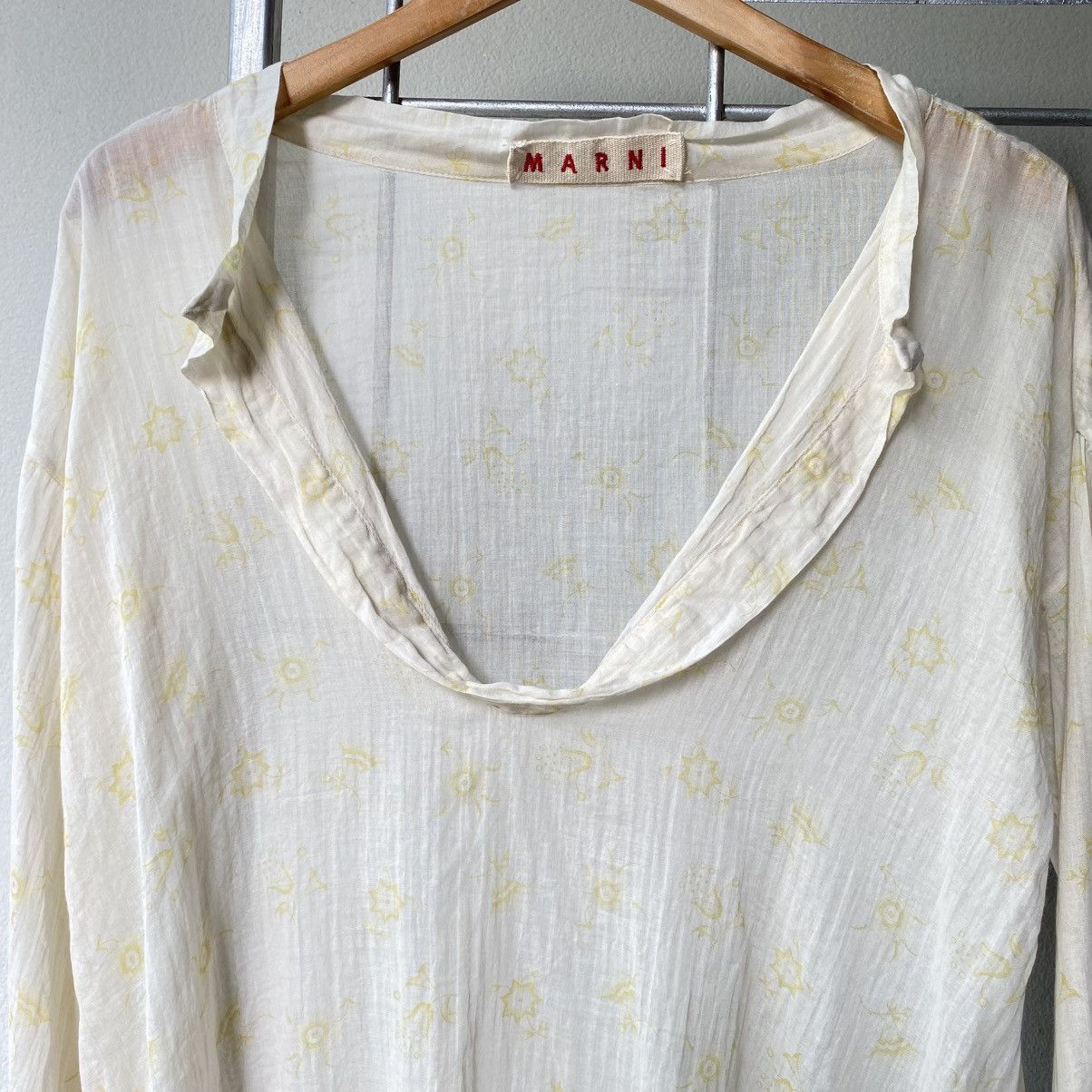 Marni M A R N I Light Yellow Flower Print Blouse Size M / US 6-8 / IT 42-44 - 3 Thumbnail