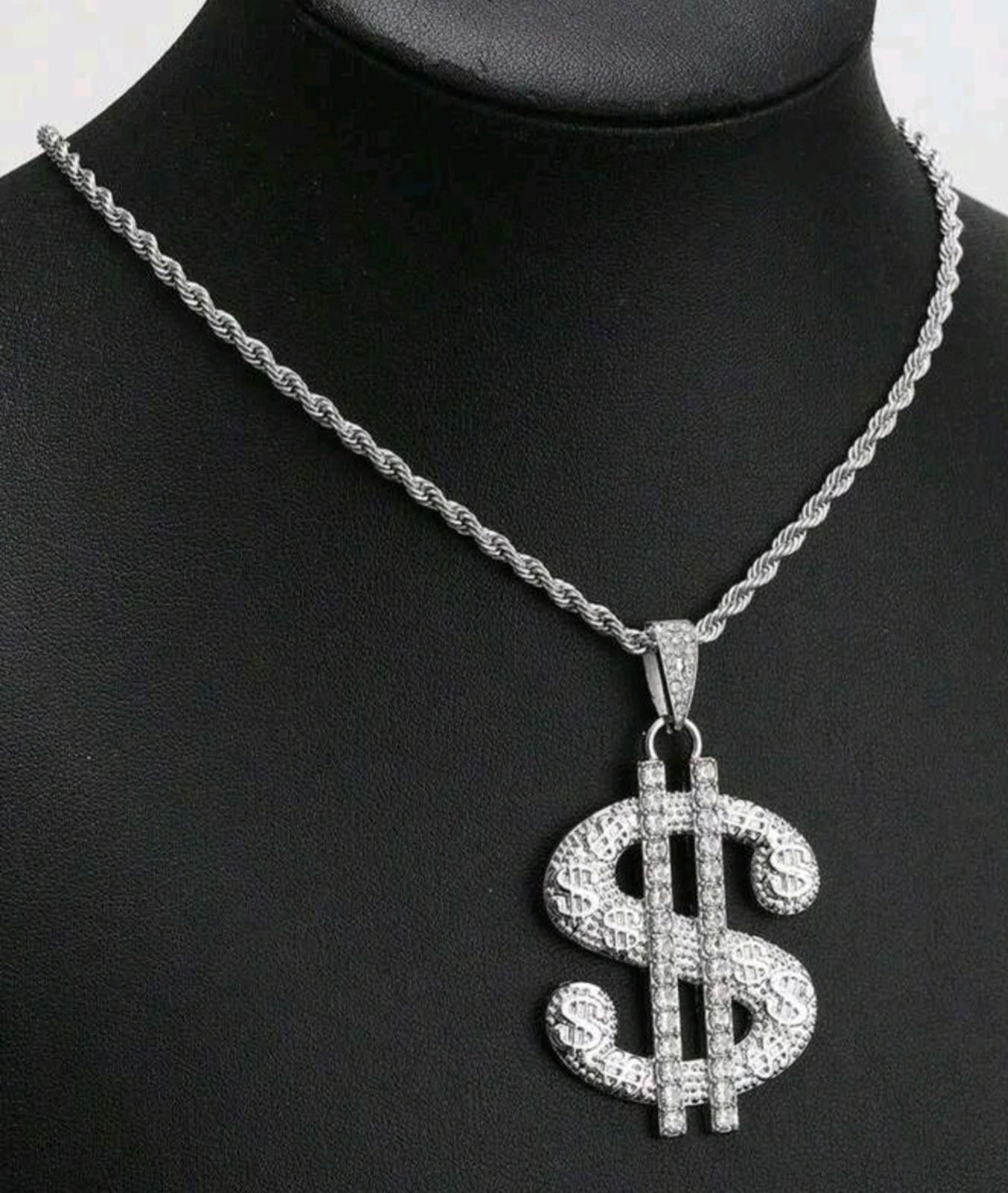 Monet Dollar Sign (Money)-(Chain)-(Silver)-(New)-(Zirconia)-$33.00 Size ONE SIZE - 2 Thumbnail