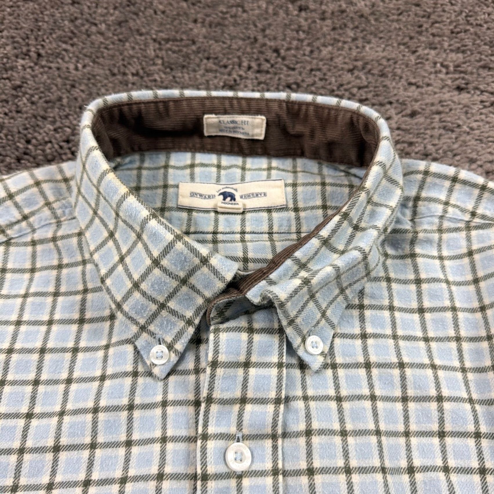 Vintage Onward Reserve Shirt Mens L Blue Plaid Cotton Flannel Long Sleeve Classic Fit Size US L / EU 52-54 / 3 - 6 Thumbnail